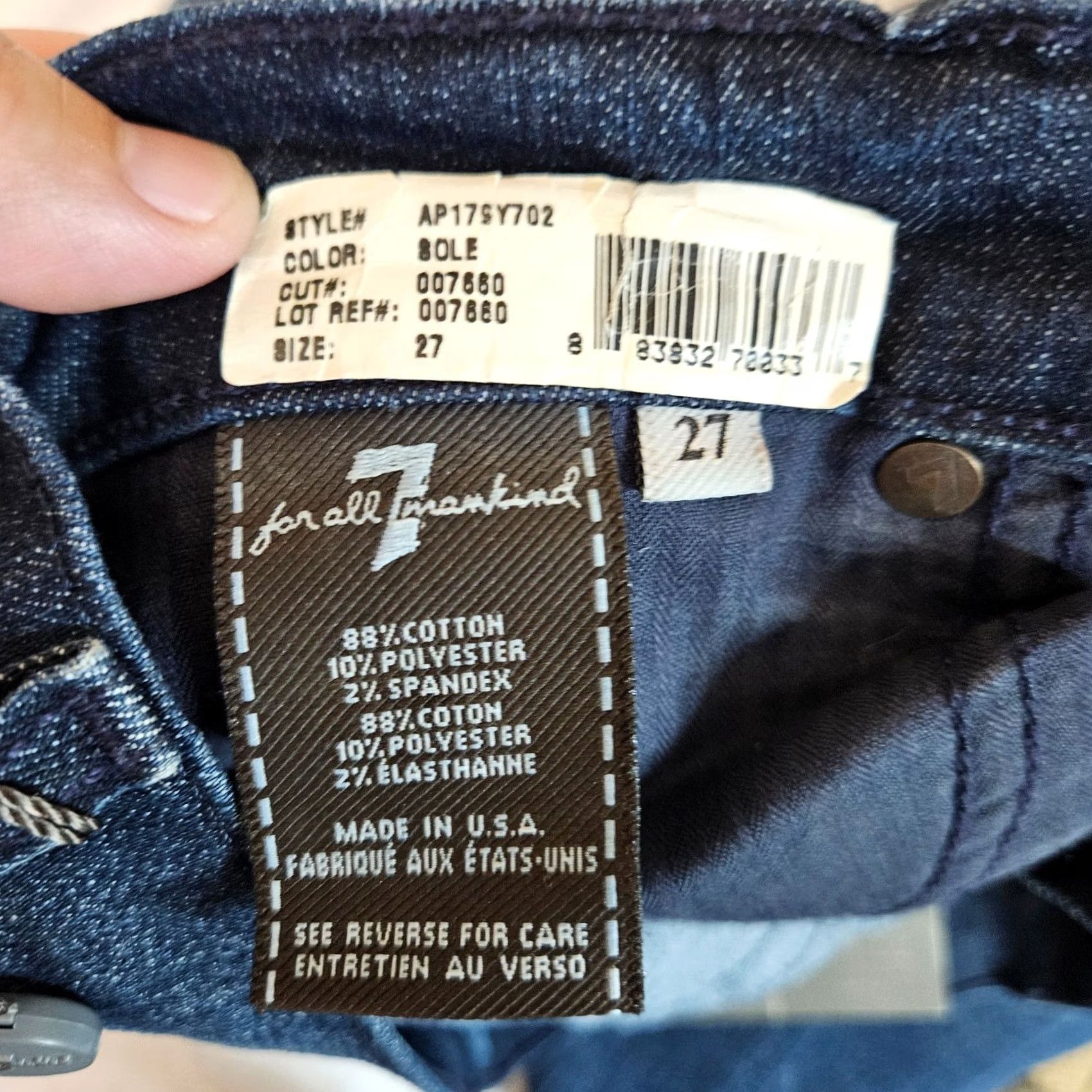 7 For All Mankind 7 For All Mankind Roxanne Skinny Jeans Blue 27 NEW Women Regular Casual Denim Cotton/Spandex 5-Pocket Size 27" / US 4 / IT 40 - 3 Thumbnail