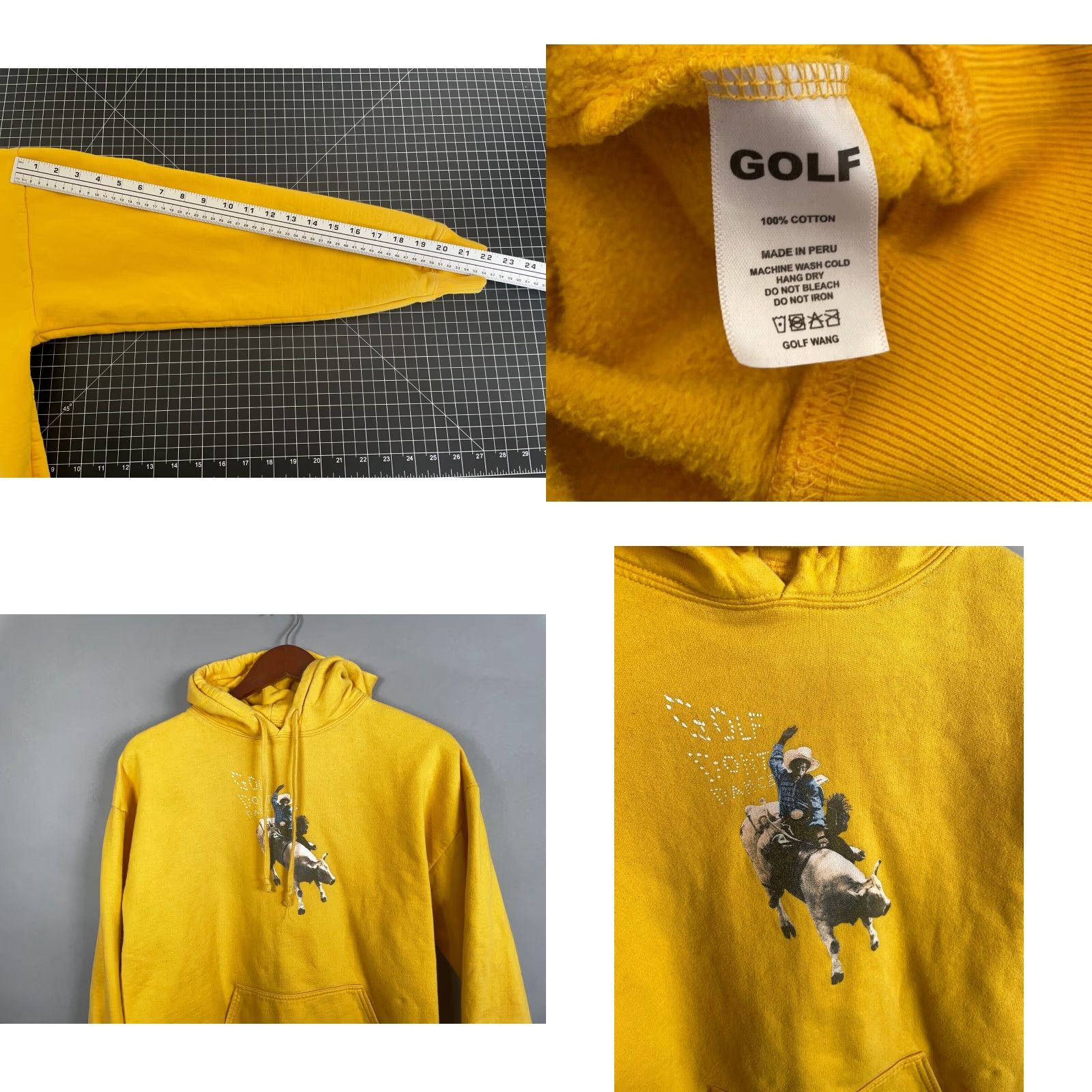 Golf Wang VINTAGE Golf Wang Hoodie Adult Medium Pullover Sweatshirt Yellow Graphic Print Hip Hop Western Men Size US M / EU 48-50 / 2 - 8 Thumbnail