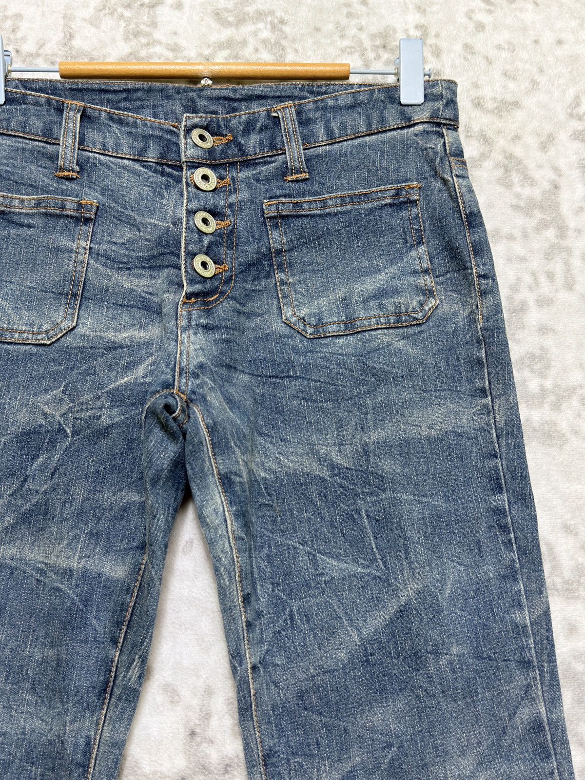 Vintage Japanese Button Fly Bell Bottom Smoke Stretch Women Jeans Size US 28 / EU 44 - 5 Thumbnail