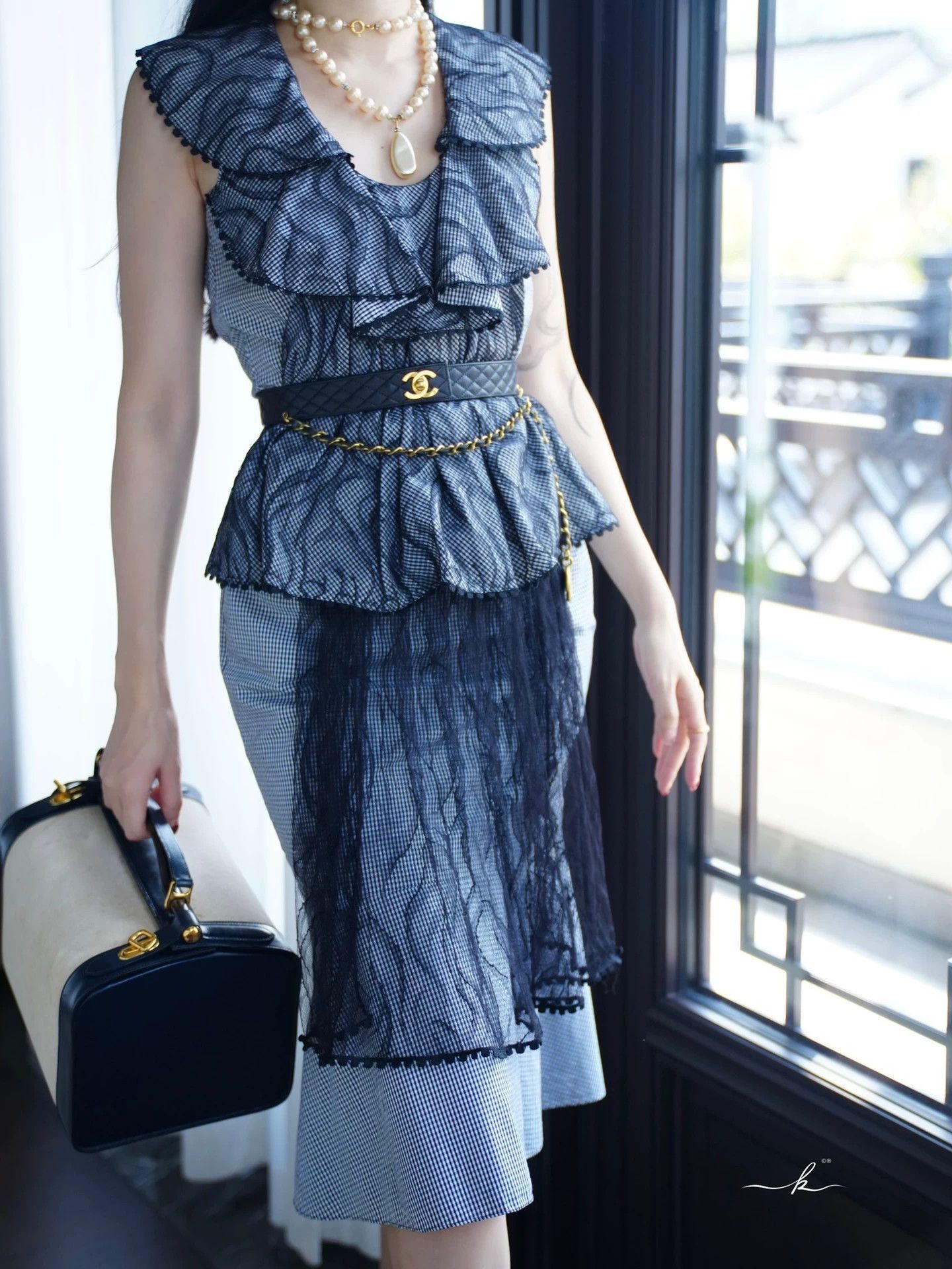 Givenchy Givenchy Black & White Check Lace Bodycon Dress 38/M Size XS / US 0-2 / IT 36-38 - 7 Thumbnail