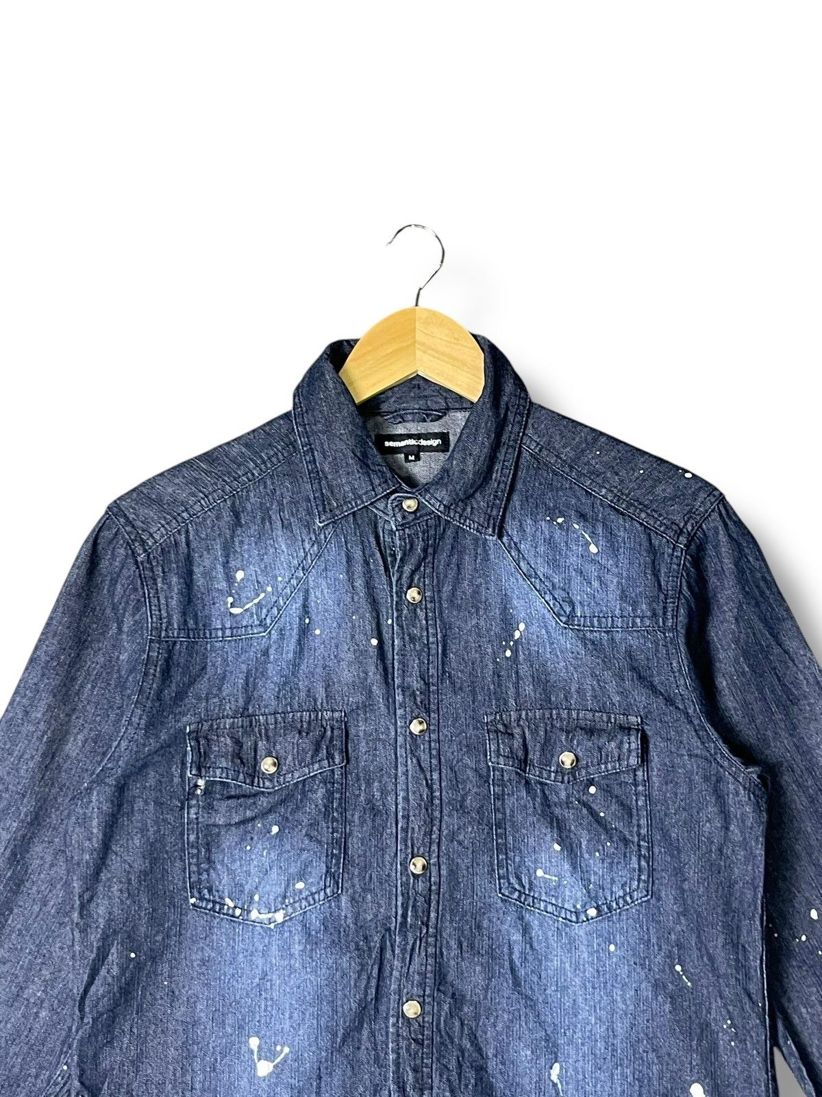 If Six Was Nine × Le Grande Bleu (L.G.B.) × semanticdesign Semantic Design Splatter Paint Denim Button Up Shirt(49) Size US M / EU 48-50 / 2 - 2 Thumbnail
