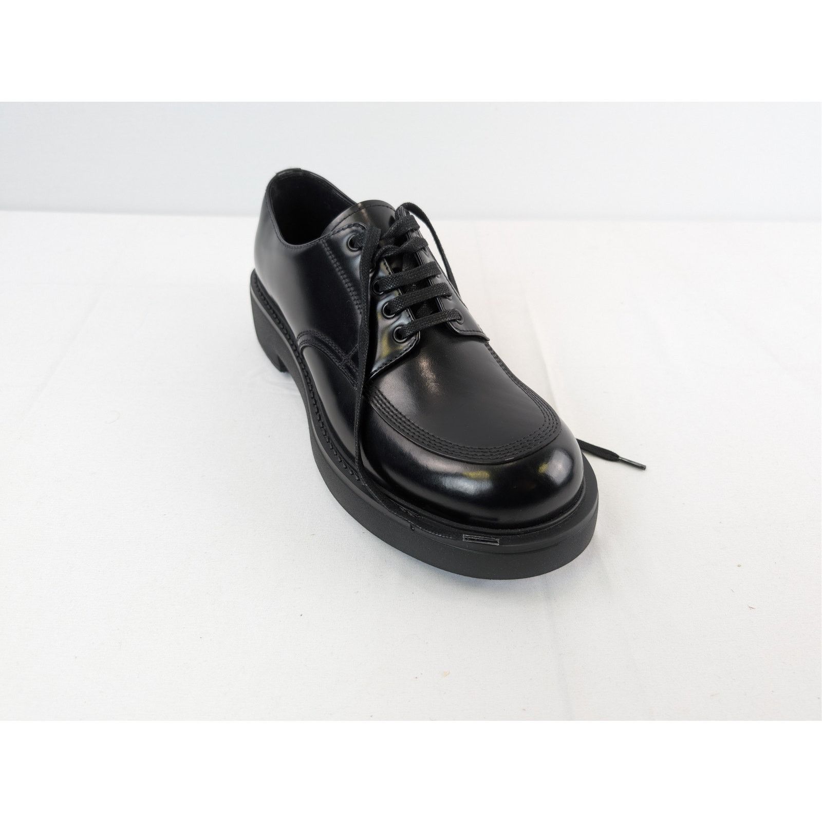 Prada o1rshd1 Brushed Leather Derby Shoes Boots in Black Size US 8 / EU 41 - 3 Thumbnail