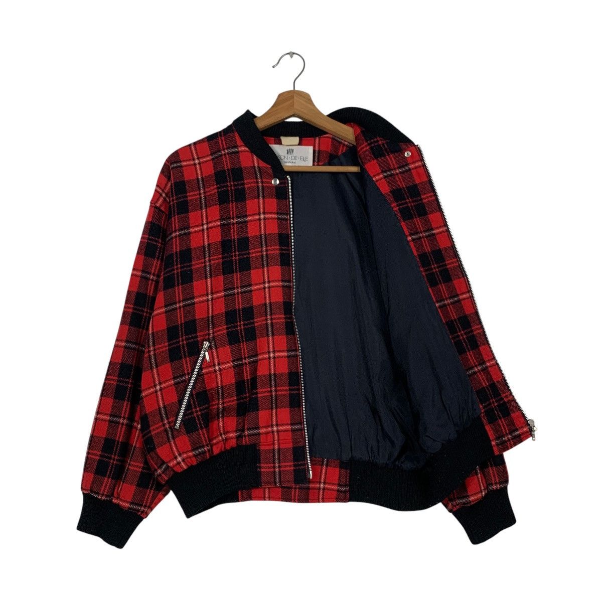 Japanese Brand SAISON DE ELLE SENSHUKAI Red Check Bomber Jacket #2302-C102 Size M / US 6-8 / IT 42-44 - 9 Thumbnail