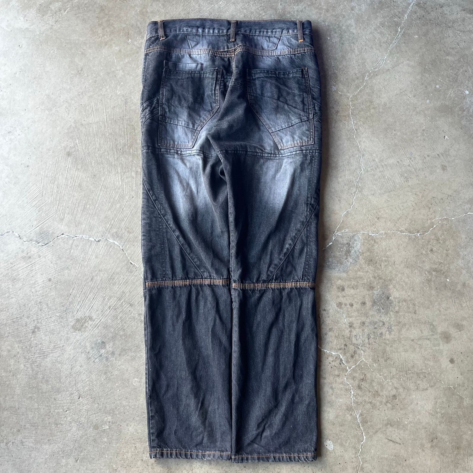 Vintage VINTAGE Y2K BLACK JEANS BAGGY WIDE-LEG RAVE FADED 36X32 00S Size US 36 / EU 52 - 3 Thumbnail