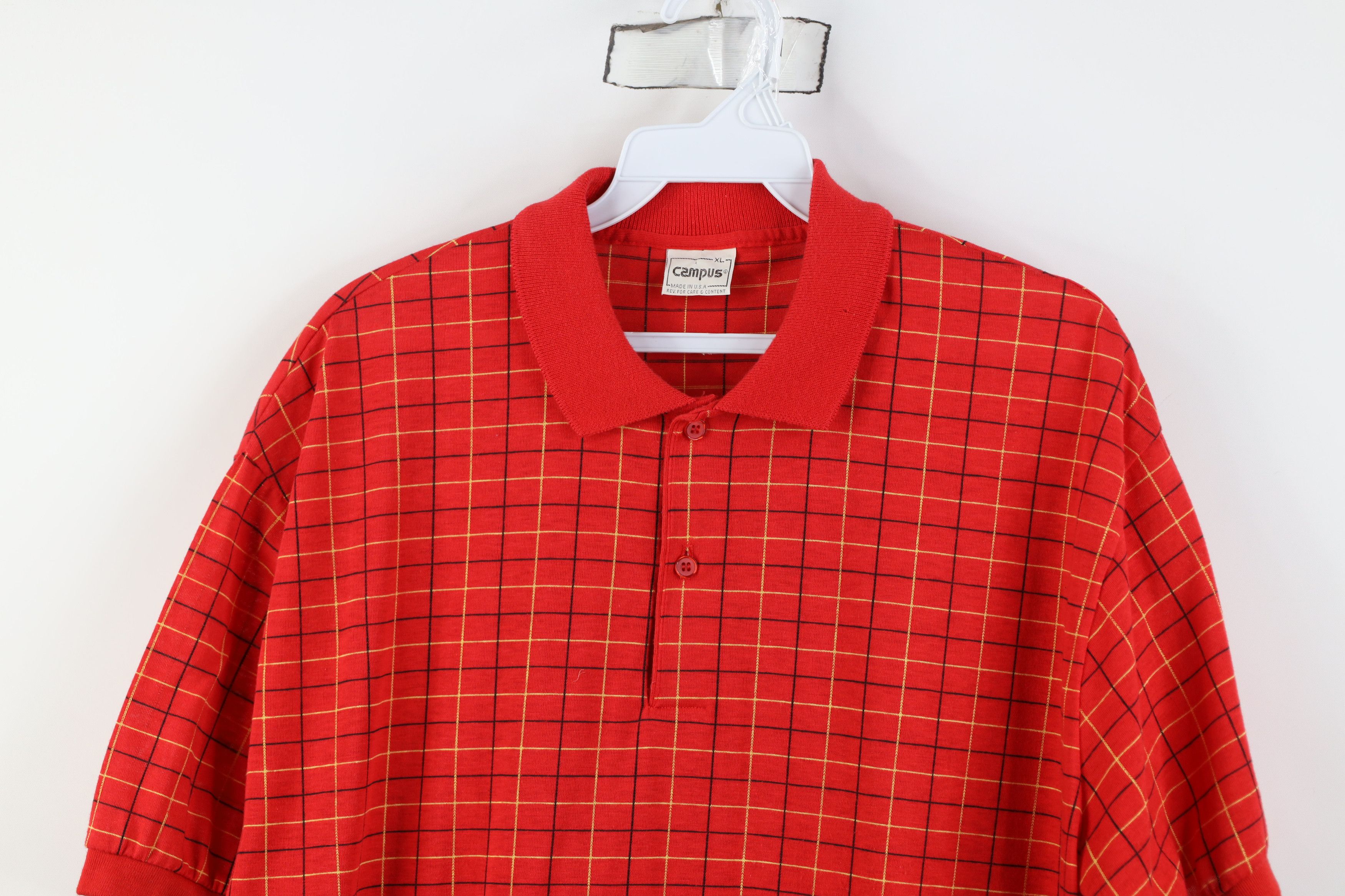 Vintage Vintage 70s Streetwear Collared Golf Polo Shirt Plaid USA Size US XL / EU 56 / 4 - 2 Thumbnail
