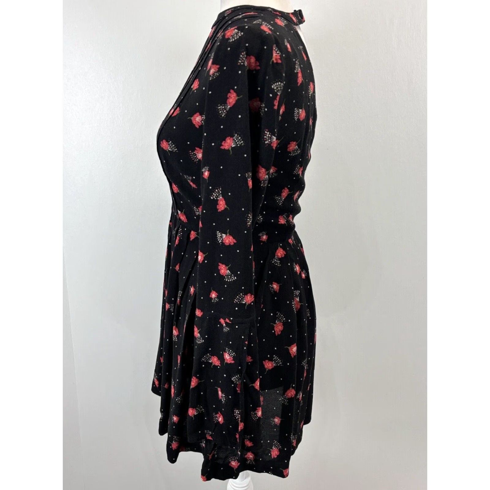 Free People Free People Floral Mini Dress Long Sleeve Plunge Cutout Size 0 Multicolor Womens Size XS / US 0-2 / IT 36-38 - 2 Thumbnail