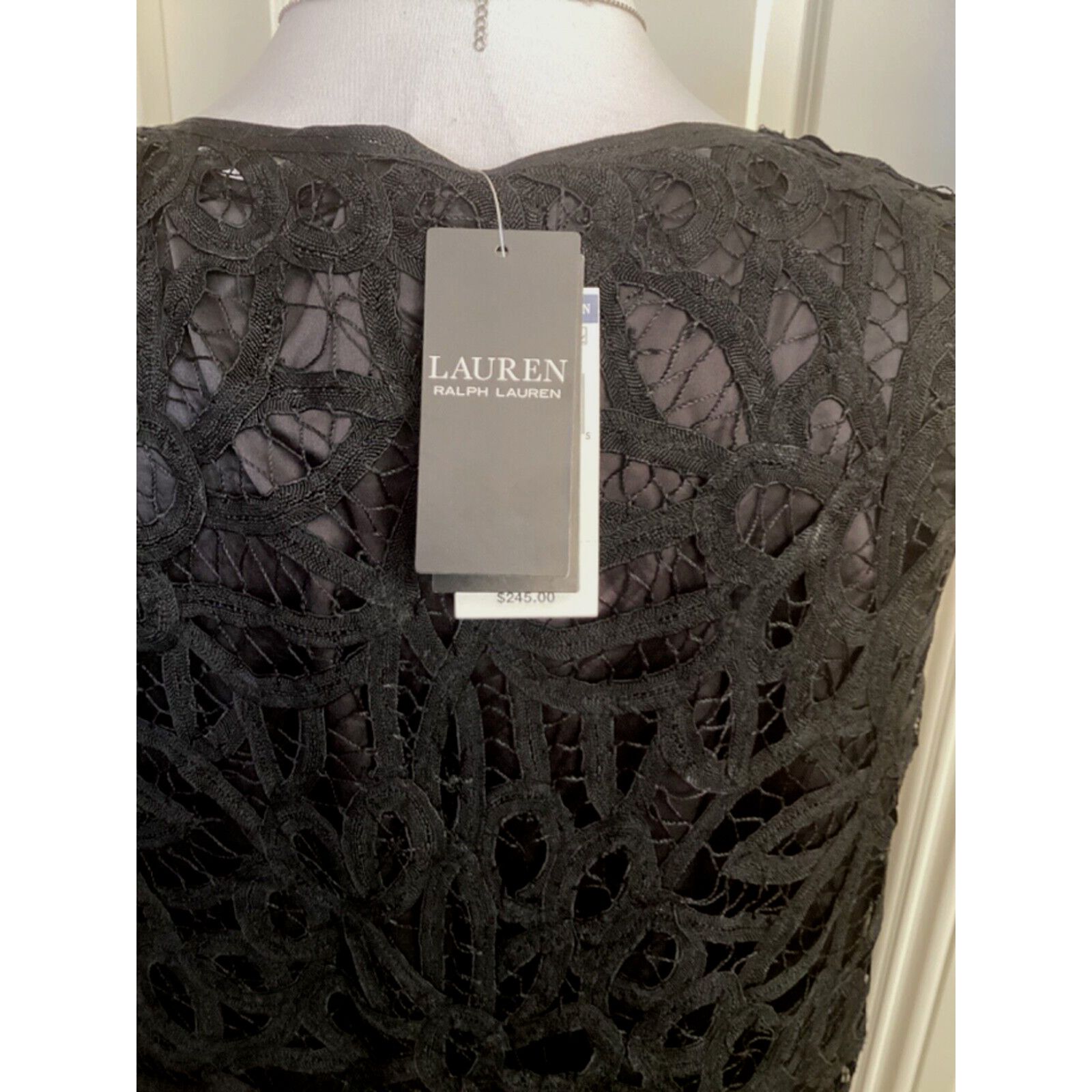 Ralph Lauren RALPH LAUREN RETRO BLACK LACE CROCHET SHEATH COCKTAIL DRESS Size XL / US 12-14 / IT 48-50 - 4 Thumbnail