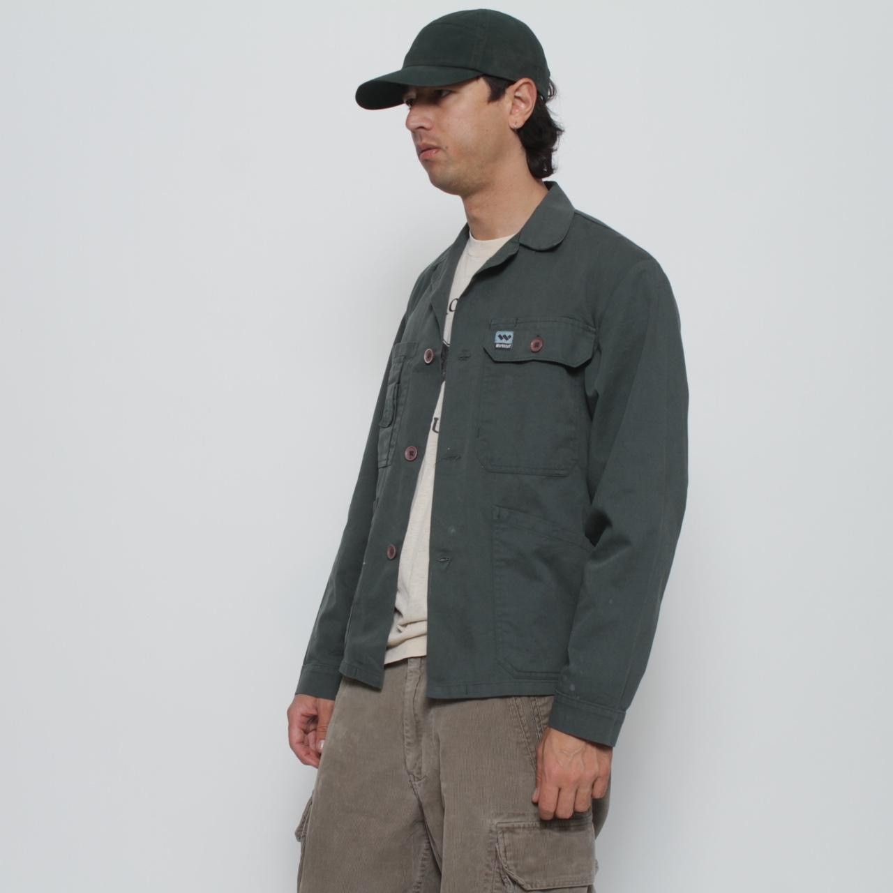 Vintage GREEN BUTTON UP CHORE JACKET BY WERKSTOFF Size US M / EU 48-50 / 2 - 2 Thumbnail
