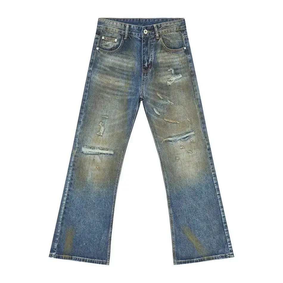 Japanese Brand Retro loose ripped micro flared jeans Size US 32 / EU 48 - 6 Thumbnail