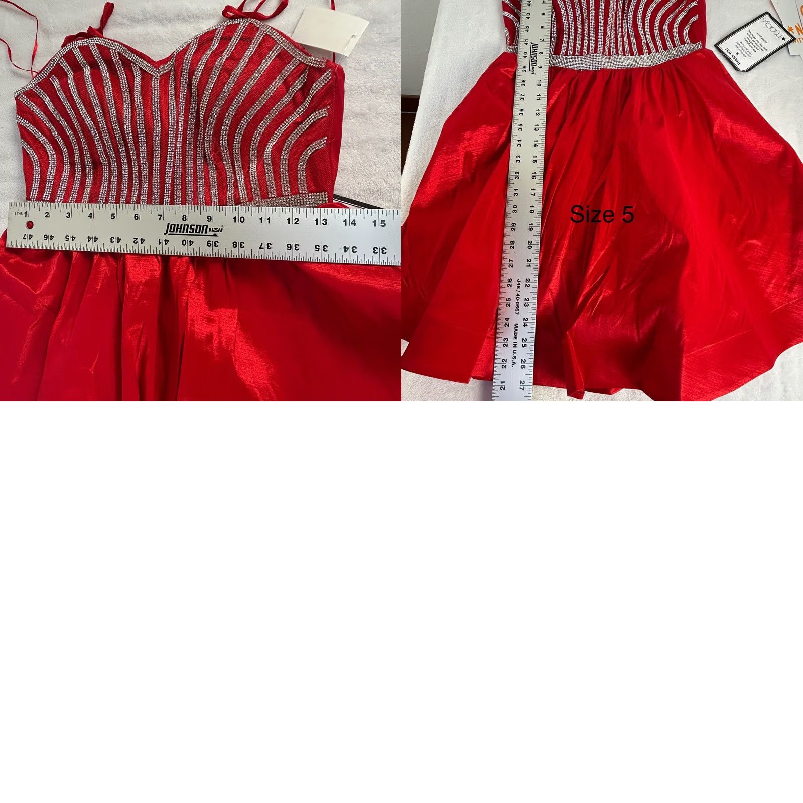Vintage Crystal Doll Dress Juniors' Size 5 Red/Silver Rhinestone Fit & Flare Mini New Size S / US 4 / IT 40 - 8 Thumbnail