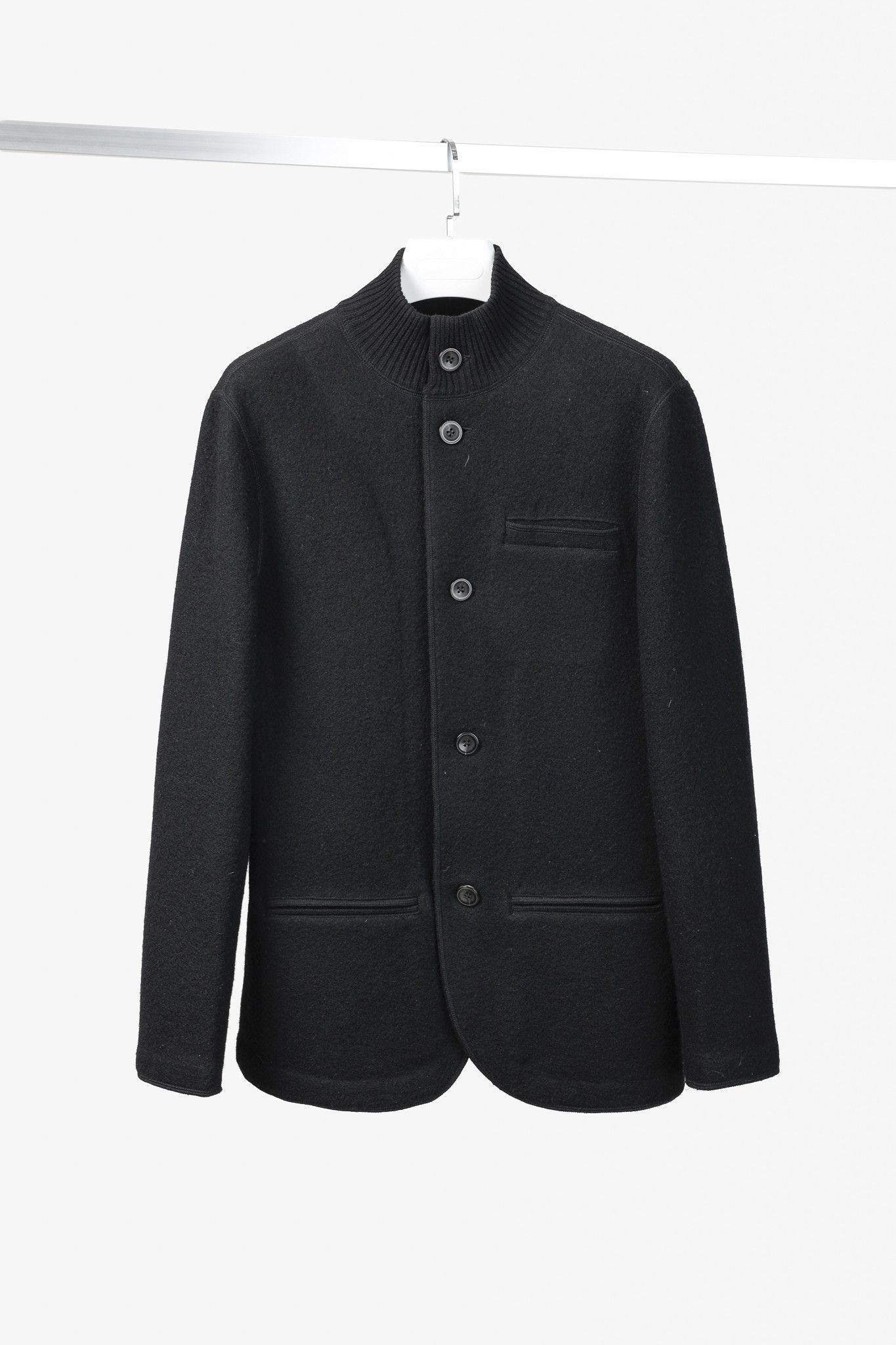 Armani Collezioni Armani Collezioni Boiled-Wool Buttoned Mock-Neck Jacket Size US M / EU 48-50 / 2 - 1 Thumbnail