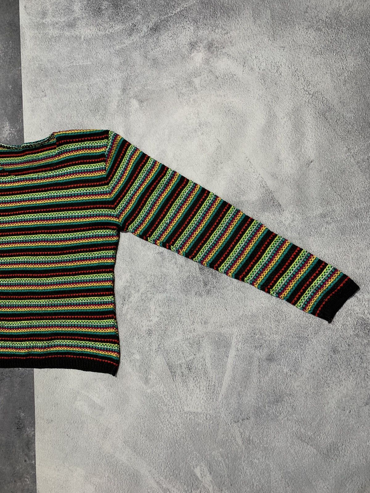 Vintage Vintage 90s Coloured knit striped sweater streetwear size L Size L / US 10 / IT 46 - 3 Thumbnail