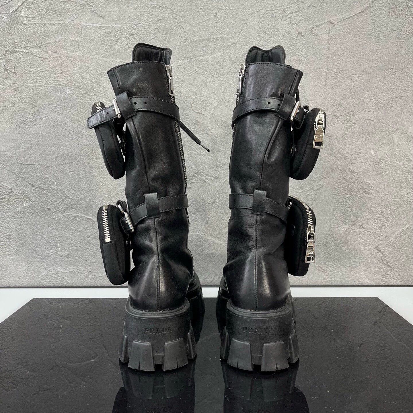 Prada PRADA Black Tall Combat Boots EU 39 99 New Worn 1x Size US 6 / EU 39 - 5 Thumbnail