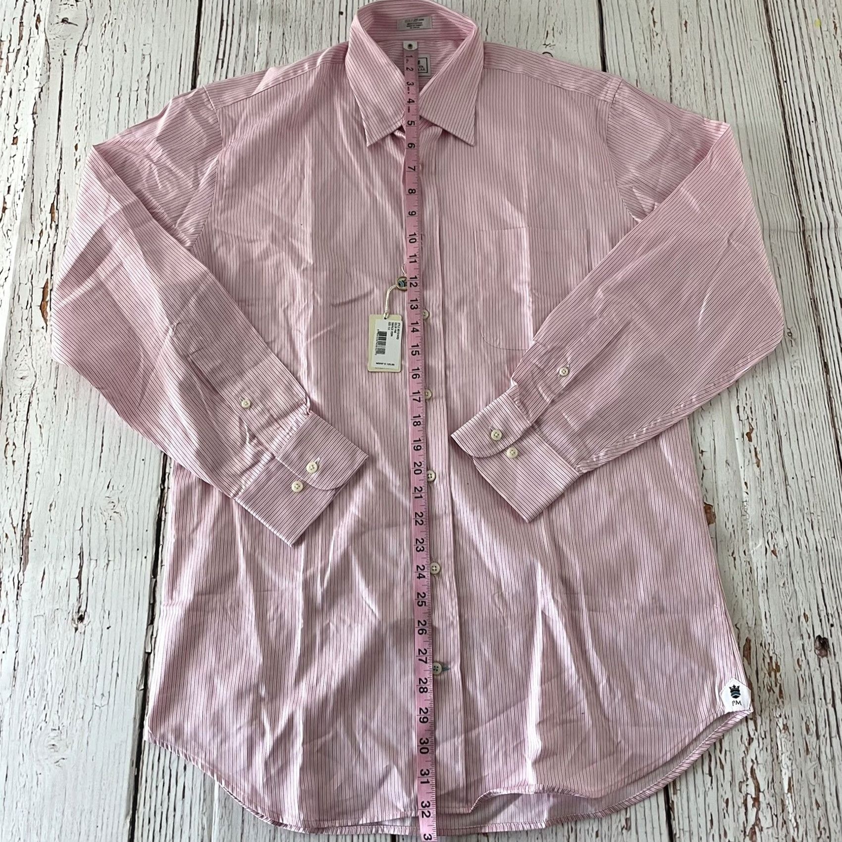Peter Millar Peter Millar Shirt Striped Long Sleeve Men's 15.5 Pink Dress Shirt Size US L / EU 52-54 / 3 - 5 Thumbnail