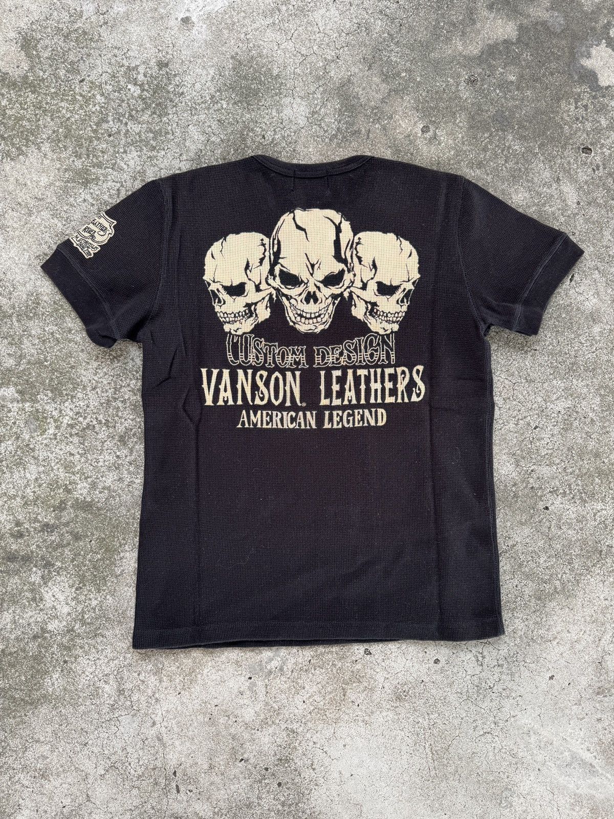 Vanson Leathers Vanson Leathers Bone Cross Skull Waffle Tee Size US M / EU 48-50 / 2 - 1 Thumbnail