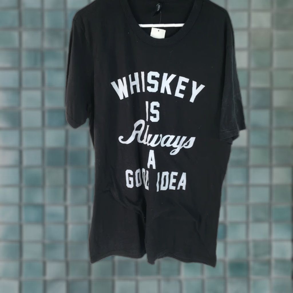 IDEA Mens Easy Whiskey Is A Good Idea Shirt XL Black Graphic Print Size US XL / EU 56 / 4 - 1 Thumbnail