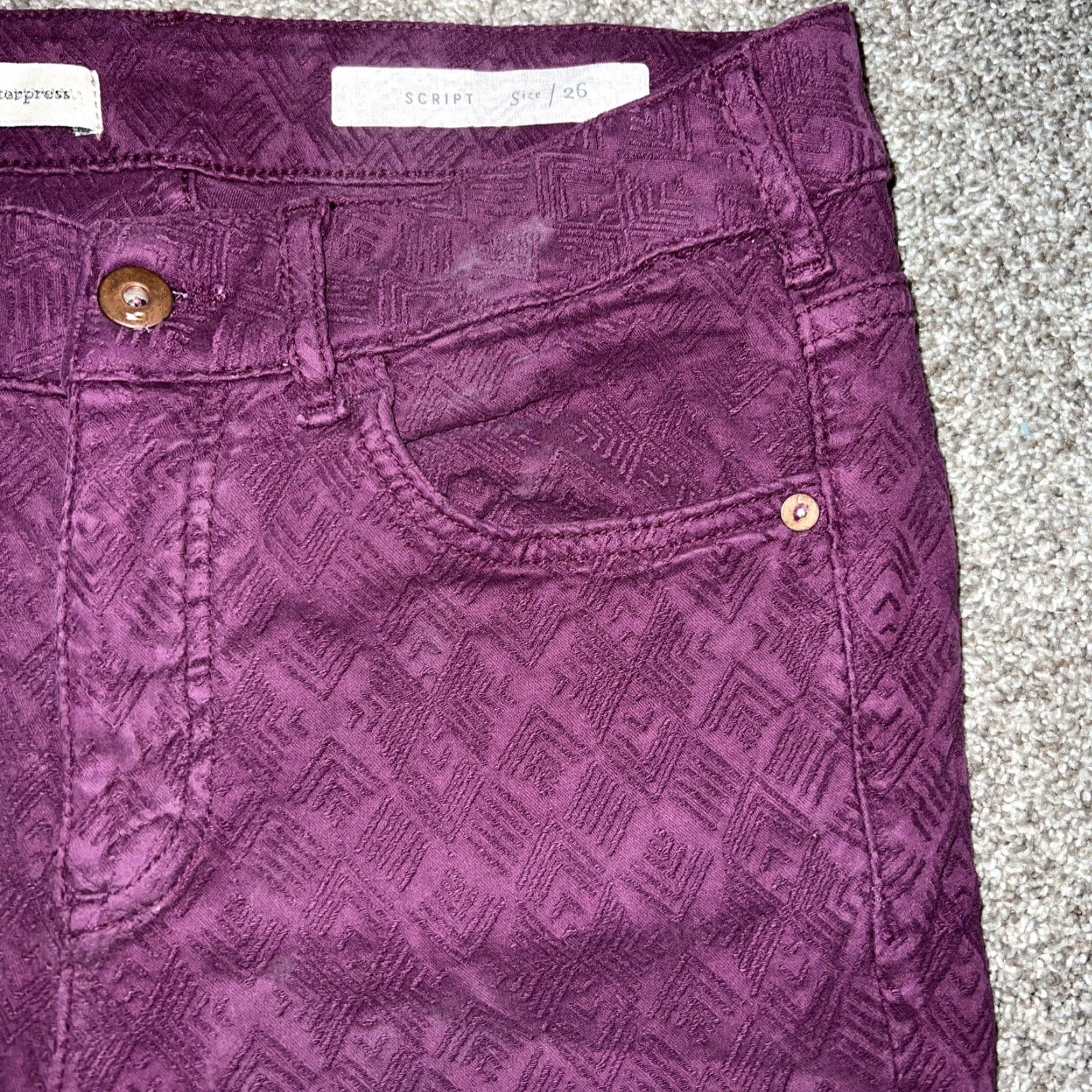 Vintage Pilcro And The Letterpress Purple Textured Skinny Jeans Womens Size 26 Purple Skinny Jeans Ladies 26 Womens Size 26" / US 2 / IT 38 - 2 Thumbnail
