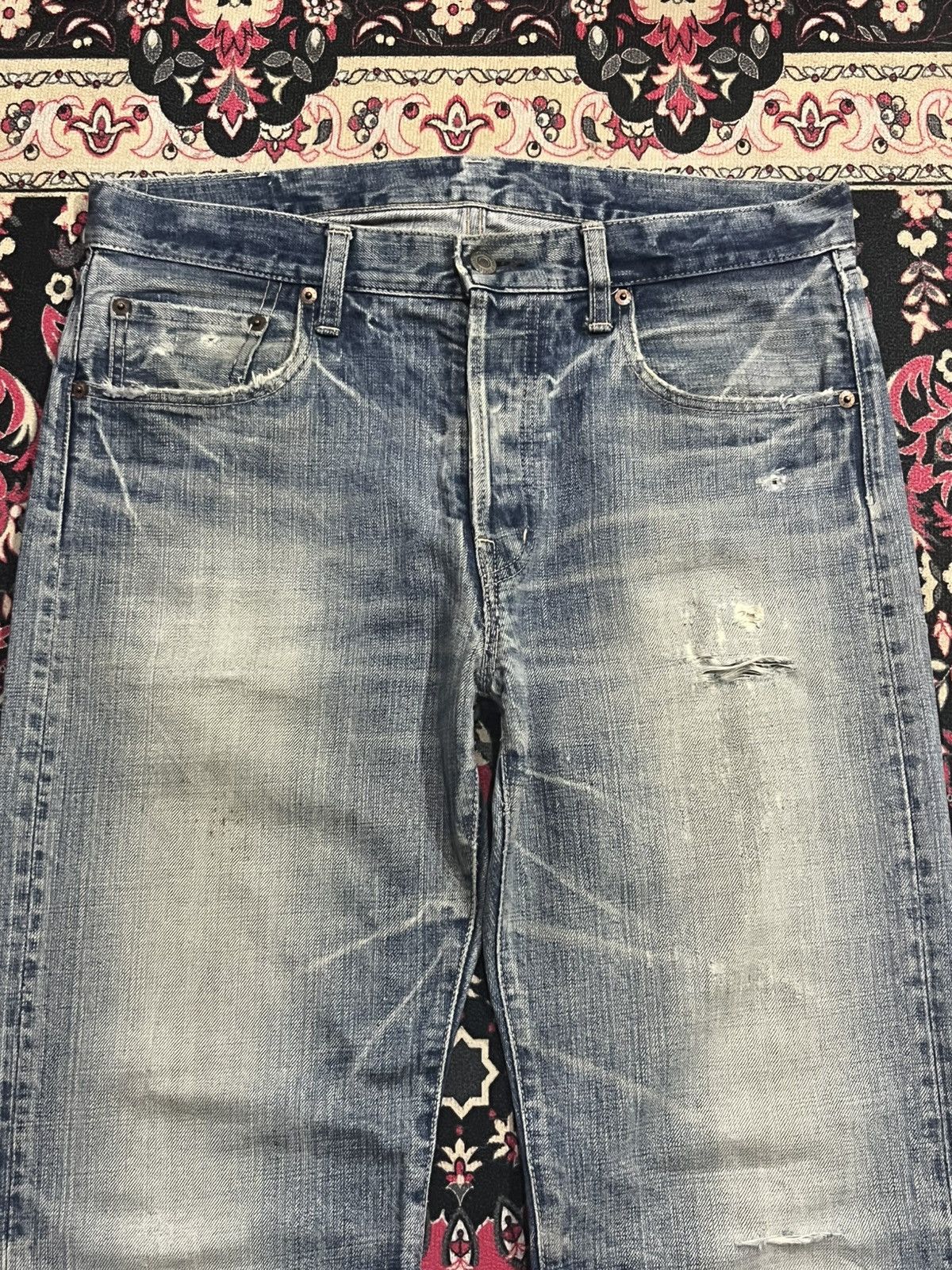 Spellbound ⚡️Distressed⚡️Vintage Japan Spellbound Whisker Blue Wash Jeans Size US 32 / EU 48 - 4 Thumbnail