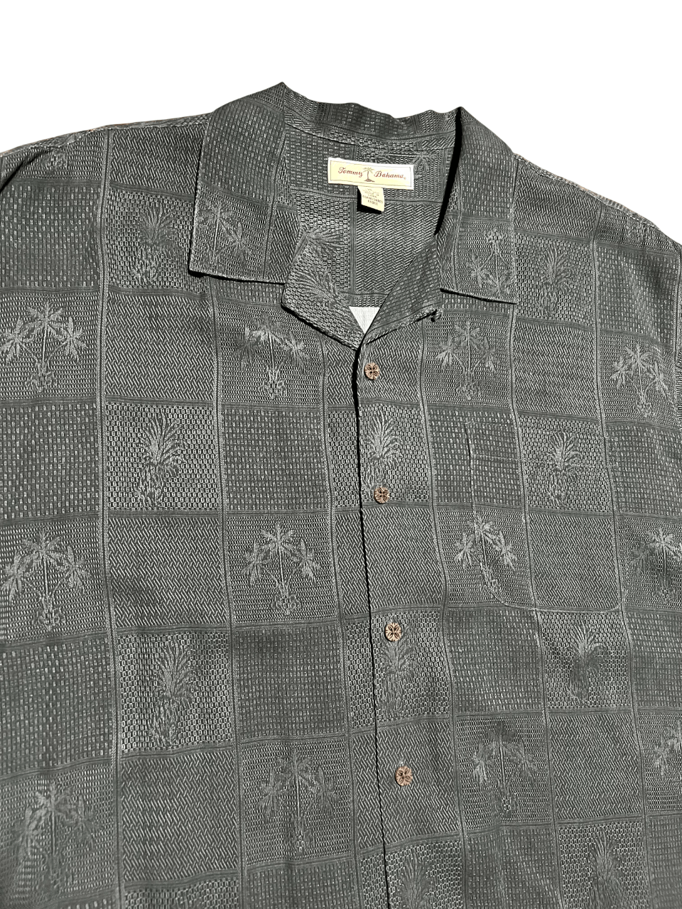 Tommy Bahama Tommy Bahama Dark Gray Silk Short Sleeve Button Up Shirt Size US XL / EU 56 / 4 - 2 Thumbnail