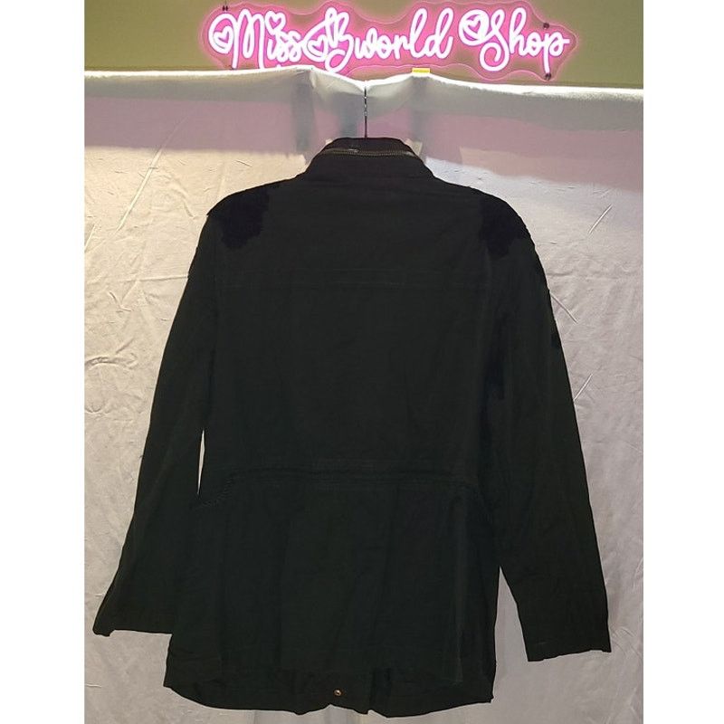 Other Denim Army Green Military Jacket Lace Patches ZipUp Size 20W Size 3XL / US 20-22 - 3 Thumbnail