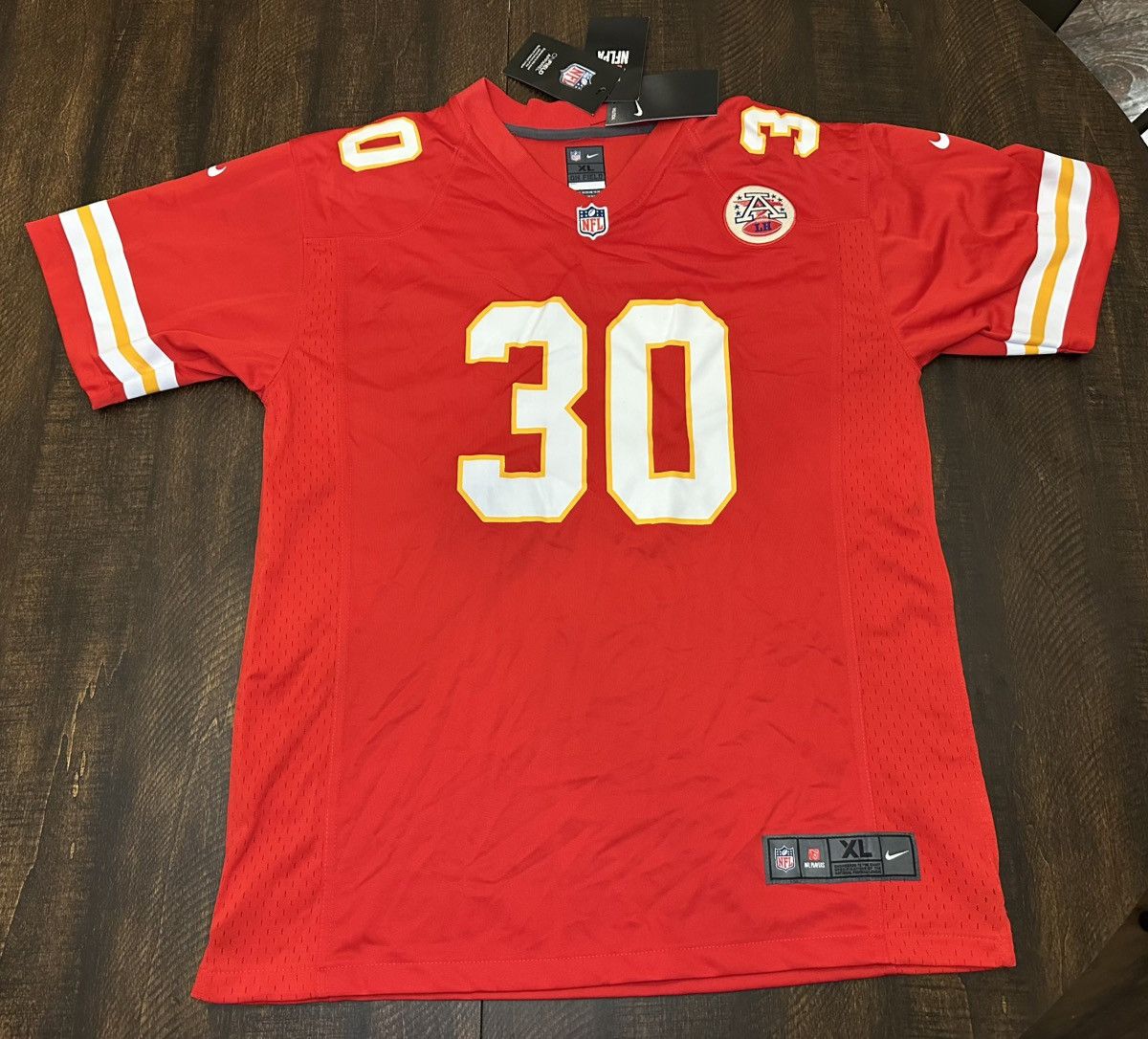 Nike NWT Dicaprio Bootle #30 Kansas City Chiefs Jersey-Size XL Size US XL / EU 56 / 4 - 1 Thumbnail