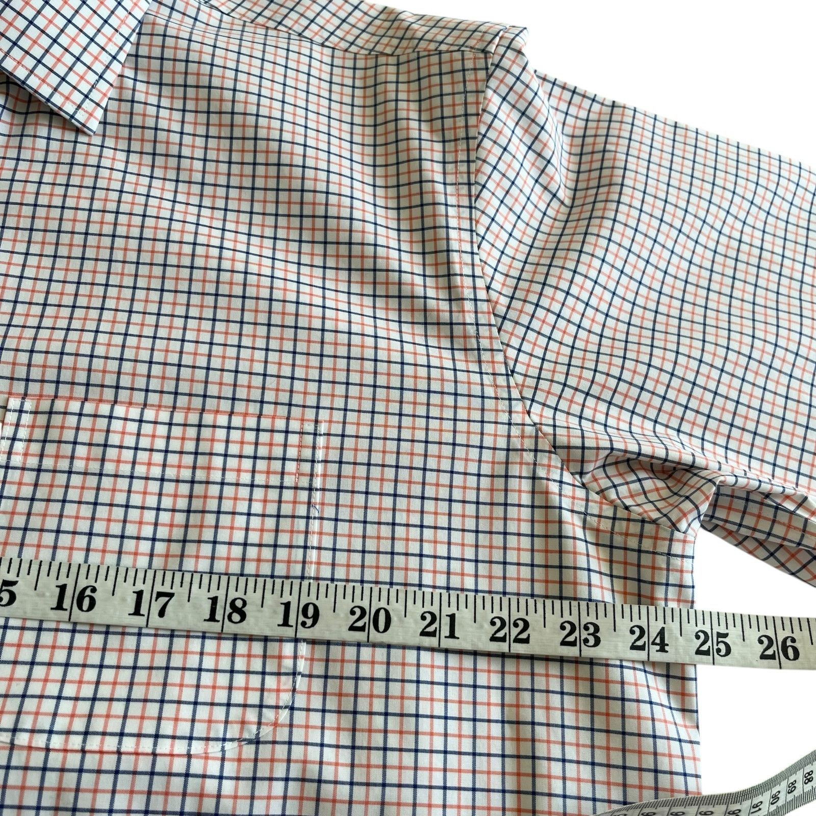 Brooks Brothers Brooks Brothers White Navy Orange Plaid Check Dress Shirt Size US L / EU 52-54 / 3 - 4 Thumbnail