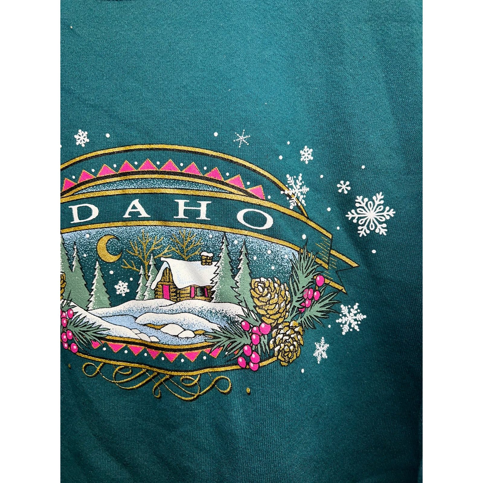 Jerzees Vintage Idaho Sweatshirt Crewneck Green Winter Men's 90s XL Size US XL / EU 56 / 4 - 4 Thumbnail