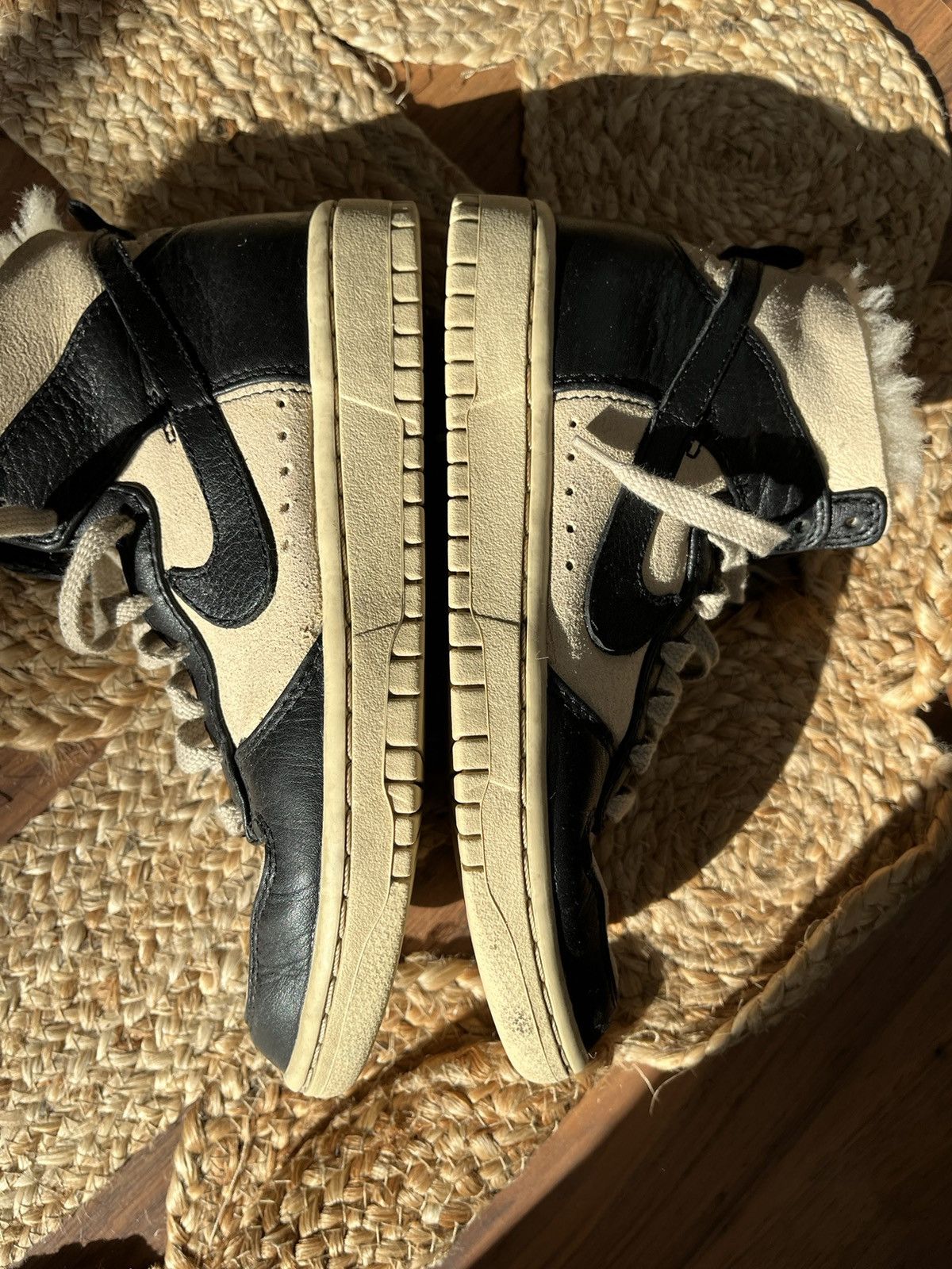 Nike × Vintage Sherpa Nike Dunk 🐻 fur cozy coquette bear velvet y2k goth Size US 6 / IT 36 - 9 Thumbnail