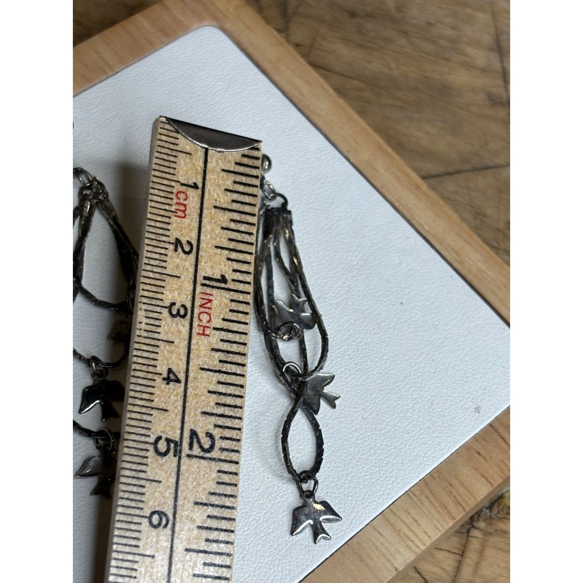 Other Silver Dangle Earrings With Bird Charms & Twisted Chains For Size ONE SIZE - 4 Thumbnail