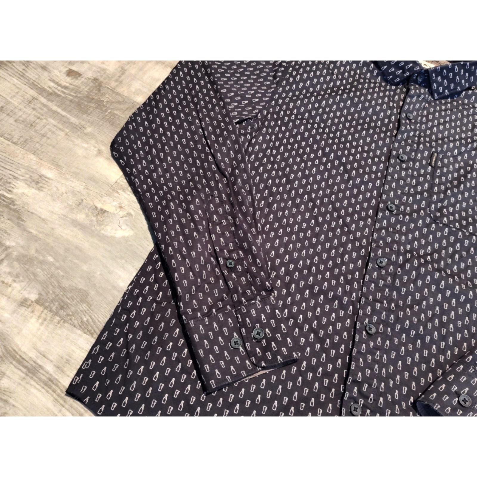 Ariat Ariat Men's Long Sleeve Shirt Casual / Party / Formal Beer Drinks All Over Print M Black Size US M / EU 48-50 / 2 - 4 Thumbnail