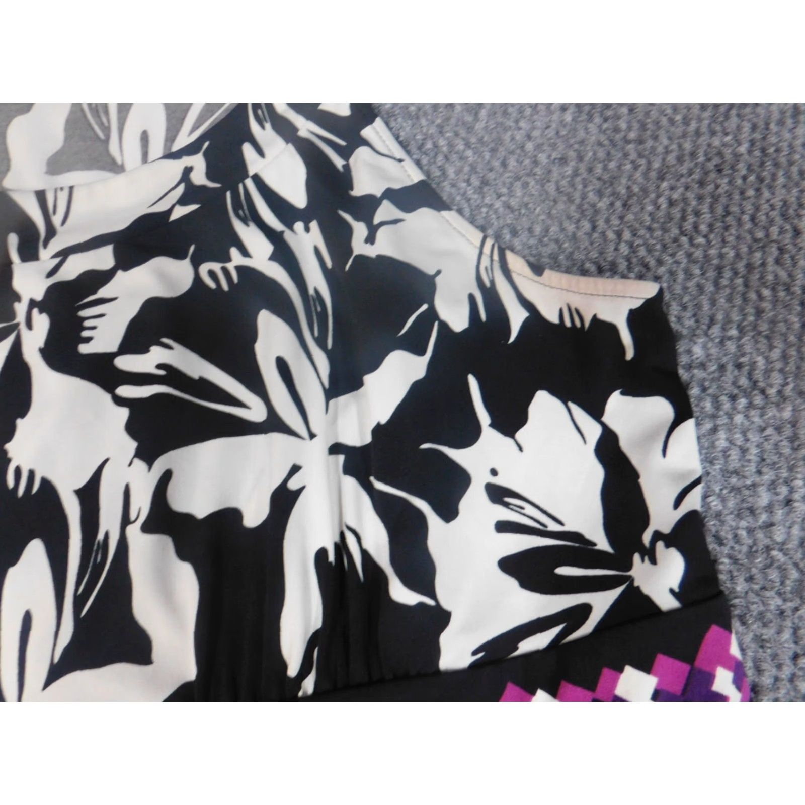 Apt. 9 Apt. 9 Womens Dress A-Line Knee Length Sleeveless XL Black Floral Polyester Rayon Zipper Crew Neck Pattern: Floral Vintage No } Size XL / US 12-14 / IT 48-50 - 5 Thumbnail