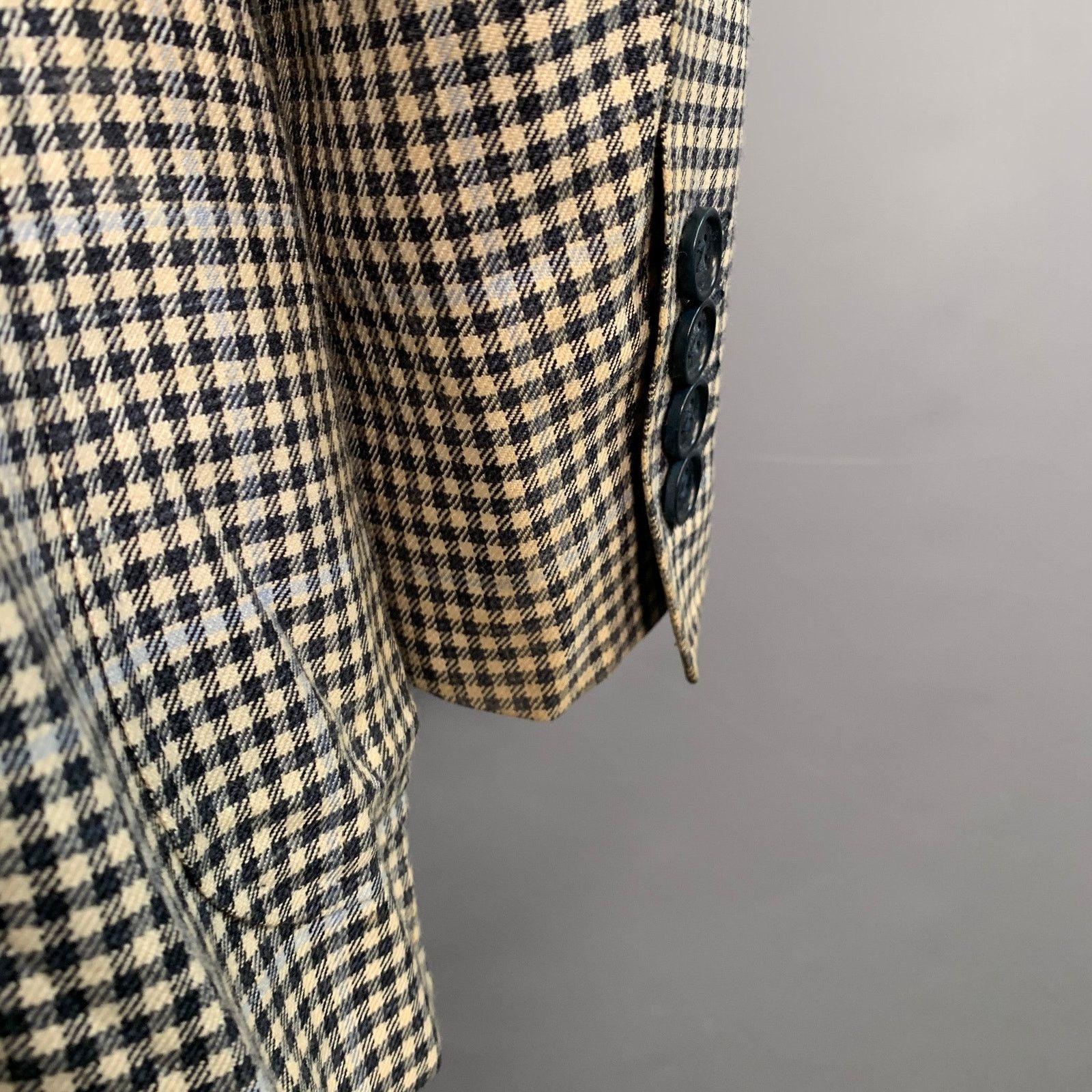 Canali CANALI White Black Checkered Wool Silk Linen Sport Coat Size 44R - 6 Thumbnail