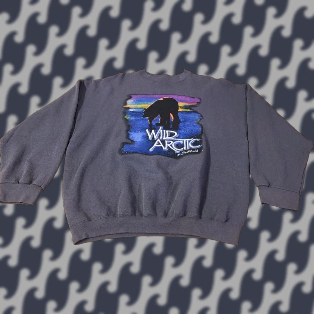 Tultex VINTAGE Tultex Sweatshirt Crewneck 2XL Men Green 90s Nature Seaworld Polar Bear Wild Arctic Animal Streetwear Graphic Print Size US XXL / EU 58 / 5 - 1 Thumbnail