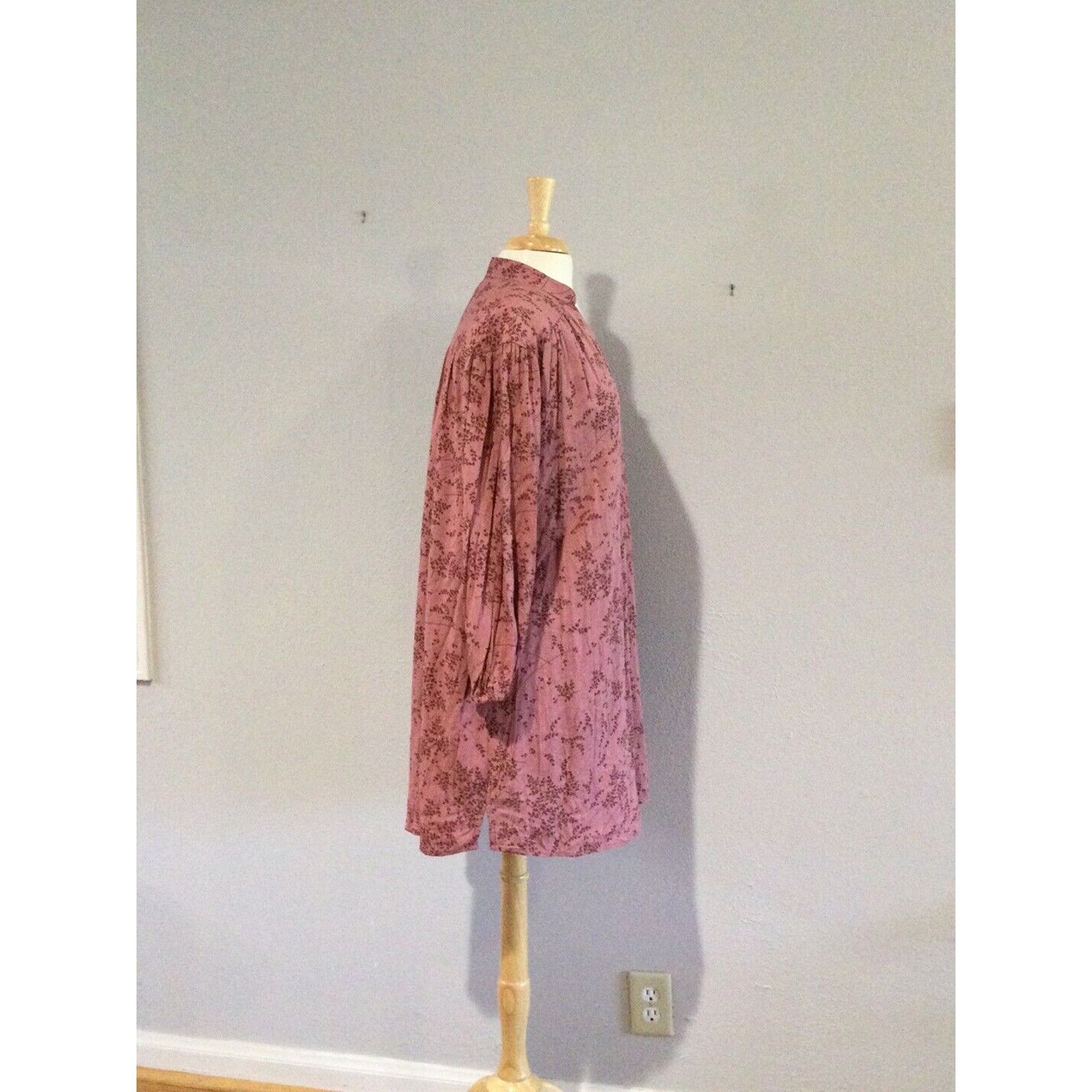 Vintage A.N.A. V-Neck Mauve Floral Long Sleeve Shift Dress Sz Small Size S / US 4 / IT 40 - 5 Thumbnail