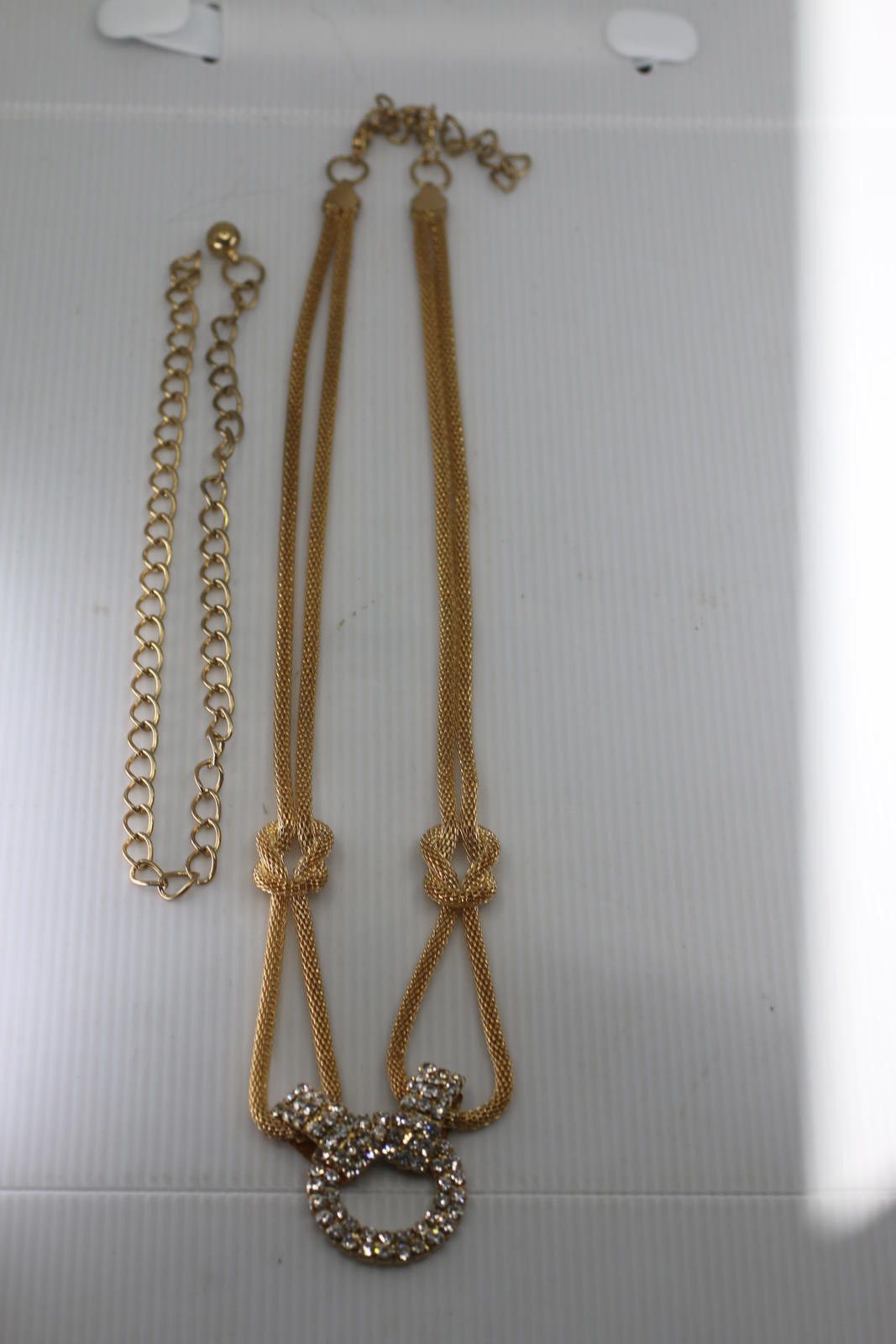 The Unbranded Brand Vintage Gold Tone Multi Necklace Rhinestone Circle Pendant Size ONE SIZE - 1 Thumbnail