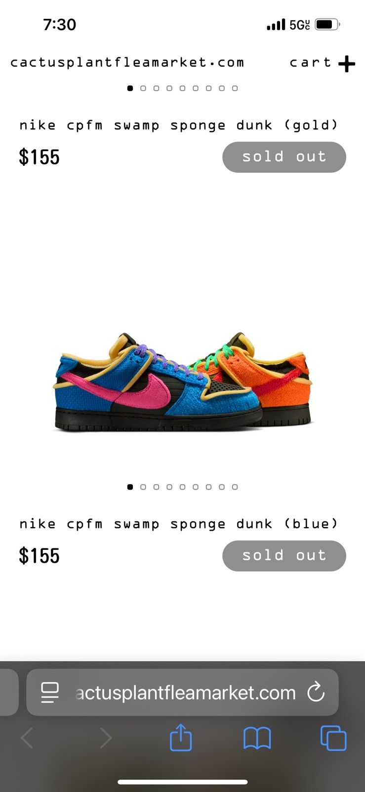Cactus Plant Flea Market × Nike nike cpfm swamp sponge dunk blue Size US 11 / EU 44 - 1 Preview