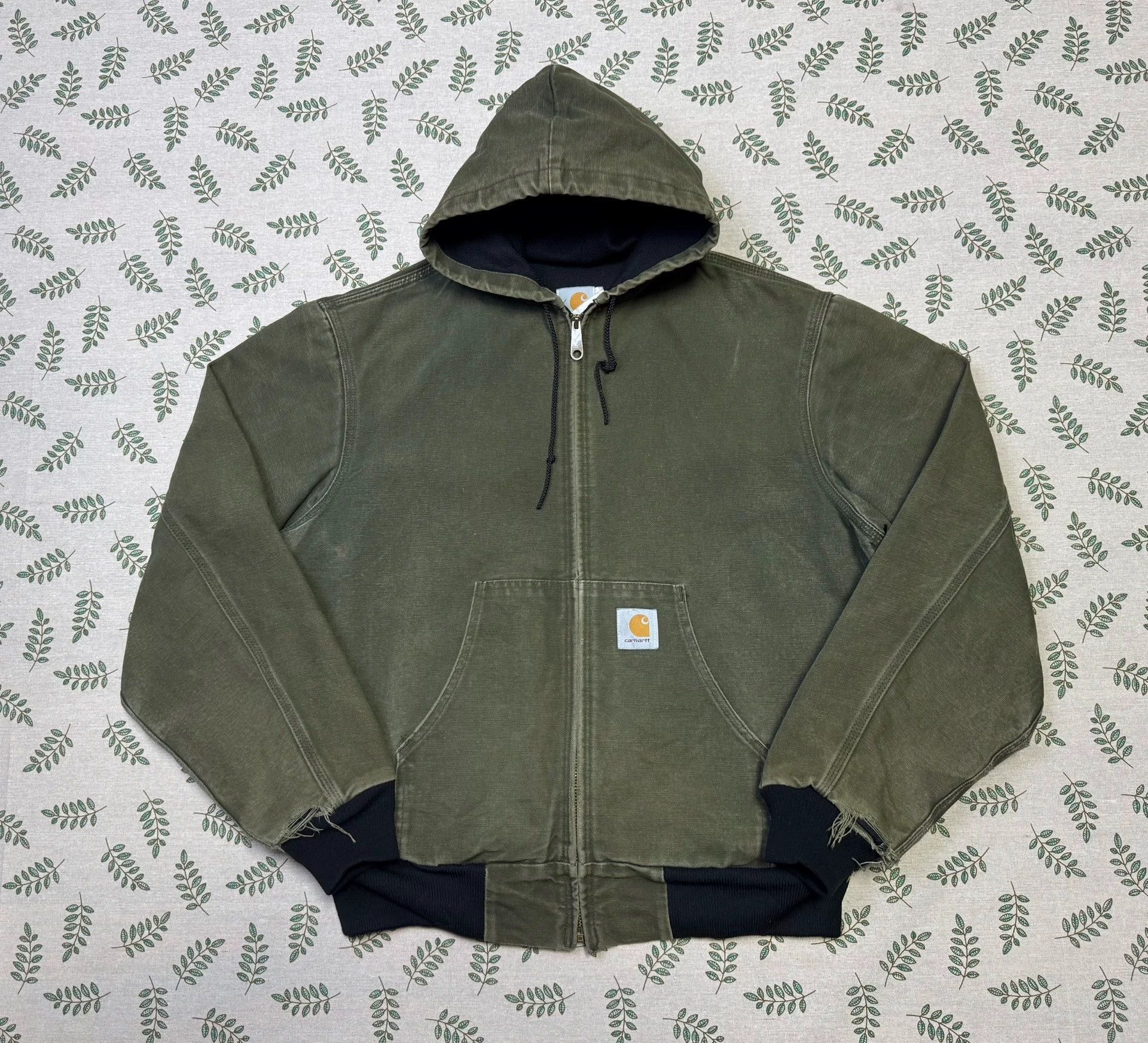 Carhartt Carhartt J03 Vintage Green M Hooded Work Jacket Size US M / EU 48-50 / 2 - 2 Thumbnail
