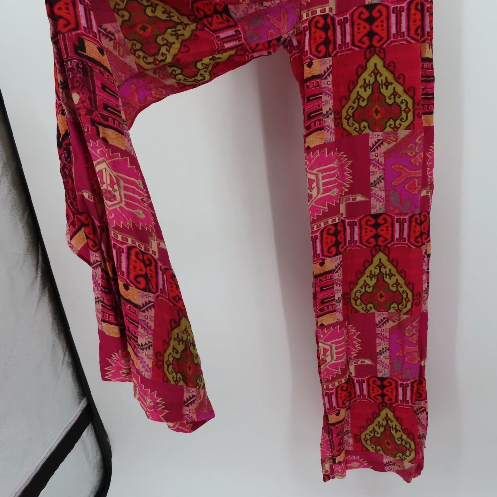 Vintage Benares Jumpsuit Women Medium Silk Gold Sequin Pink Ikat Strapless Pockets NEW Size 32" / US 10 / IT 46 - 5 Thumbnail