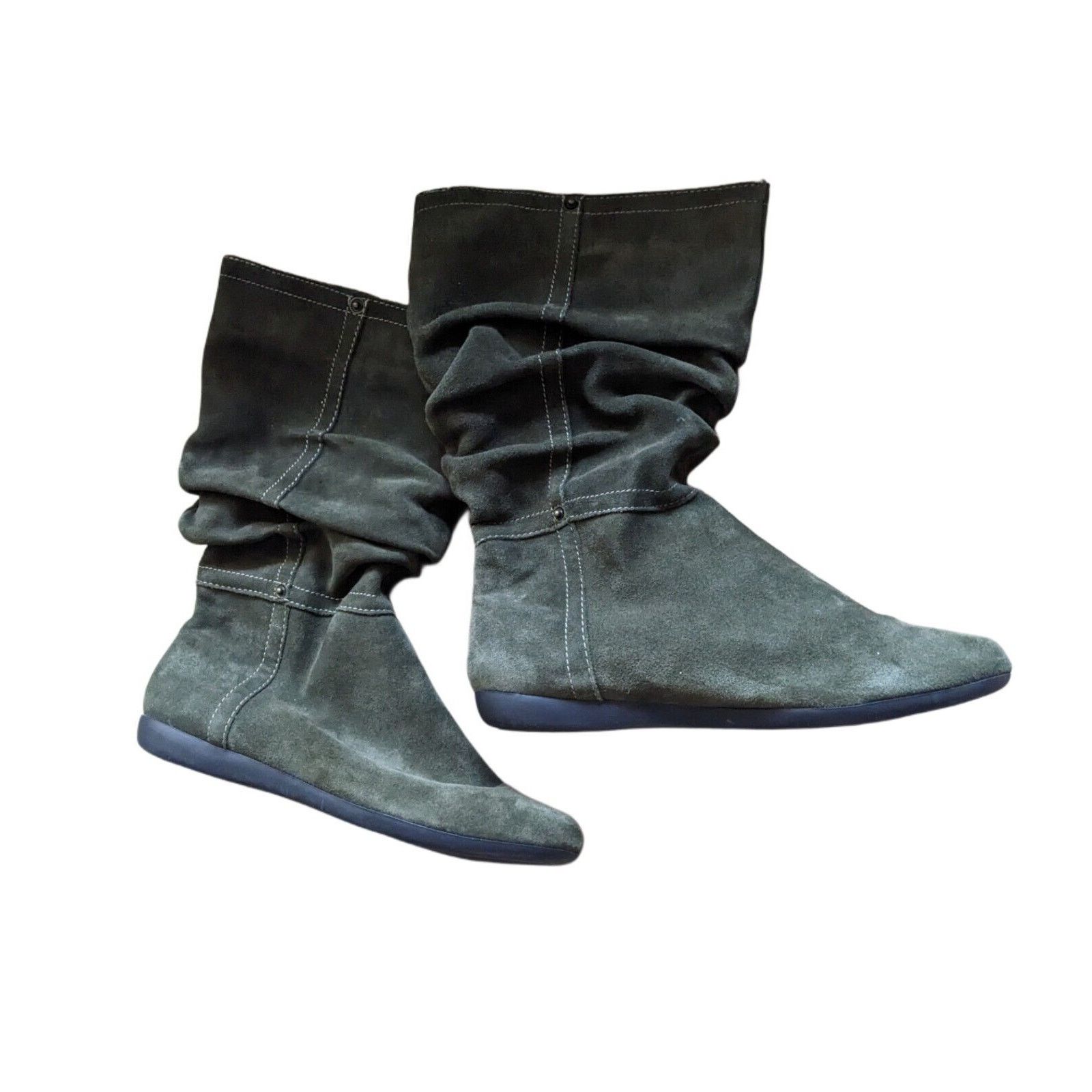 Bass Bass Suede Slouch Boots Green Elevated Flats 7 1/2 Matilda Size US 7.5 / IT 37.5 - 1 Thumbnail