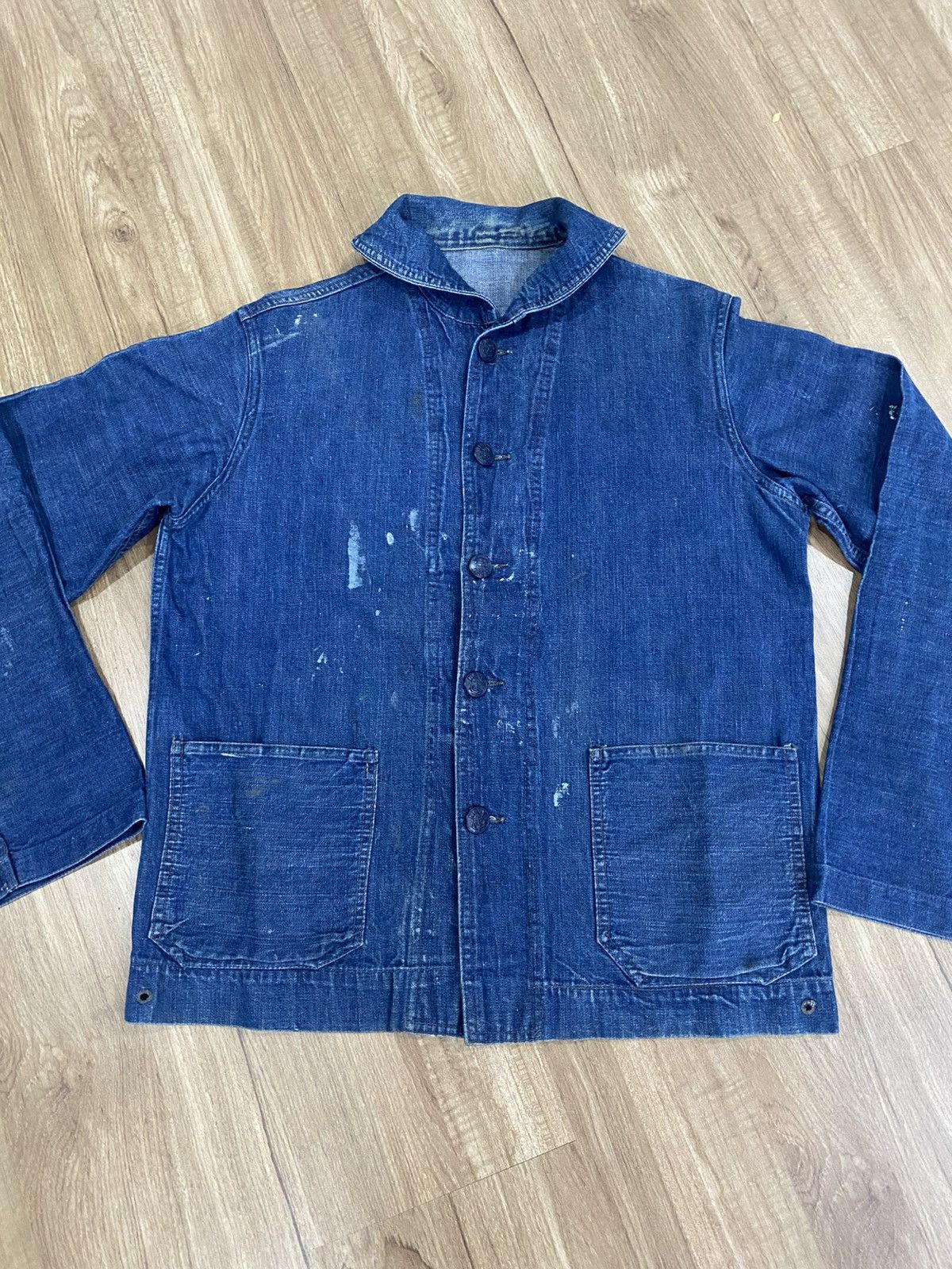 Vintage 40s WW2 US Navy Shawl colar denim jacket