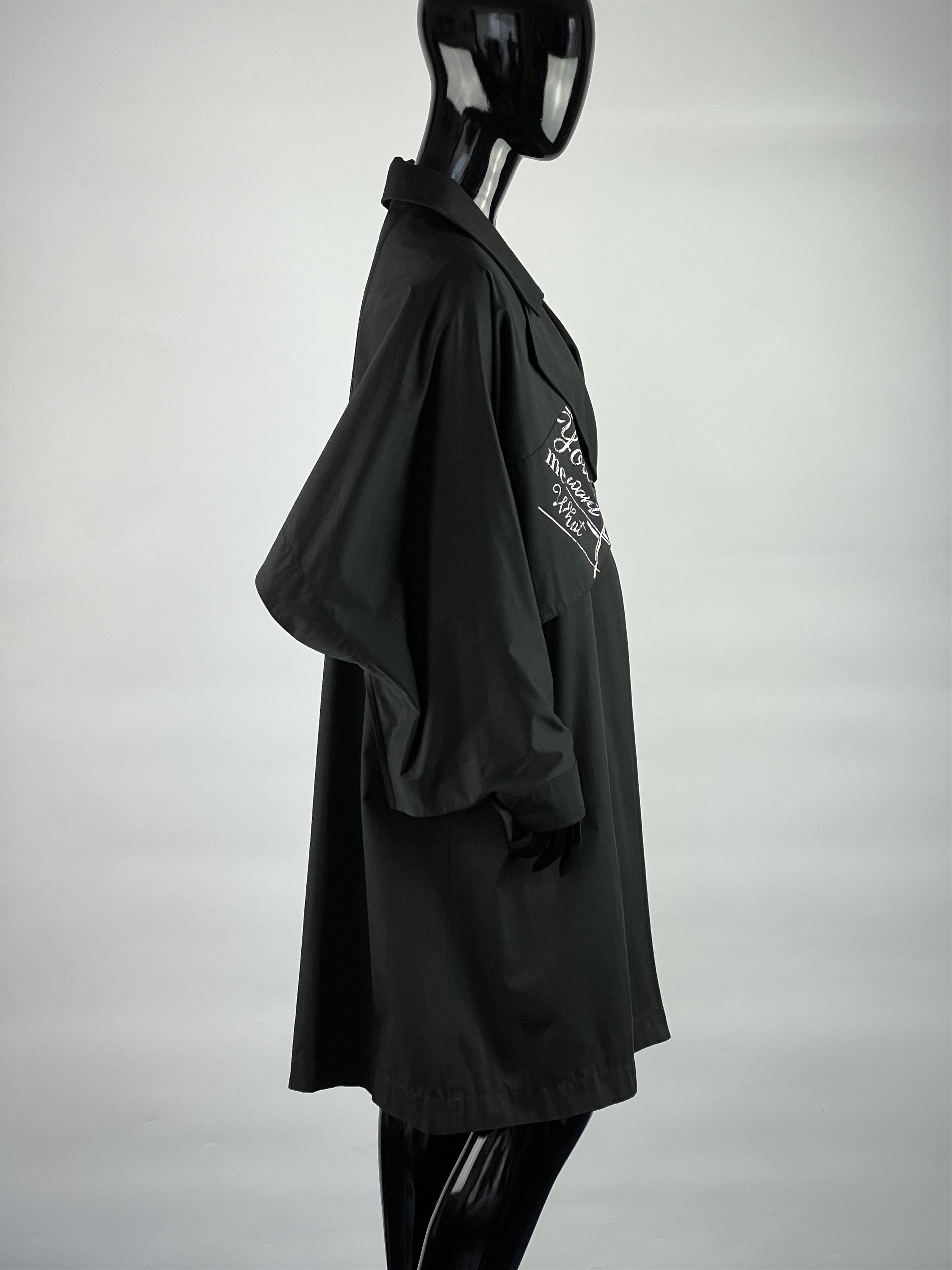 Designer D'Tes Black Cotton Coat Size 1 Size S / US 4 / IT 40 - 2 Thumbnail