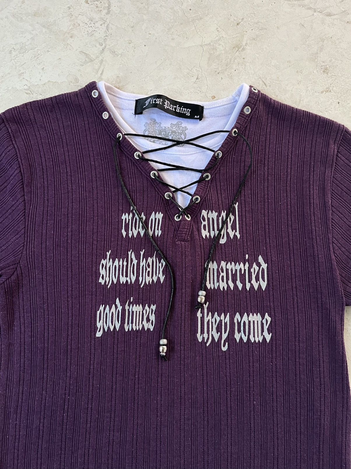 Japanese Brand Japanese Lace Up Layered Poem Tee Size US M / EU 48-50 / 2 - 3 Thumbnail