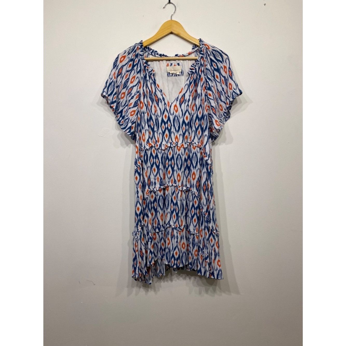 Anthropologie Anthropologie Robin Tiered Mini Dress Blue Ikat Print Size L Size L / US 10 / IT 46 - 1 Thumbnail