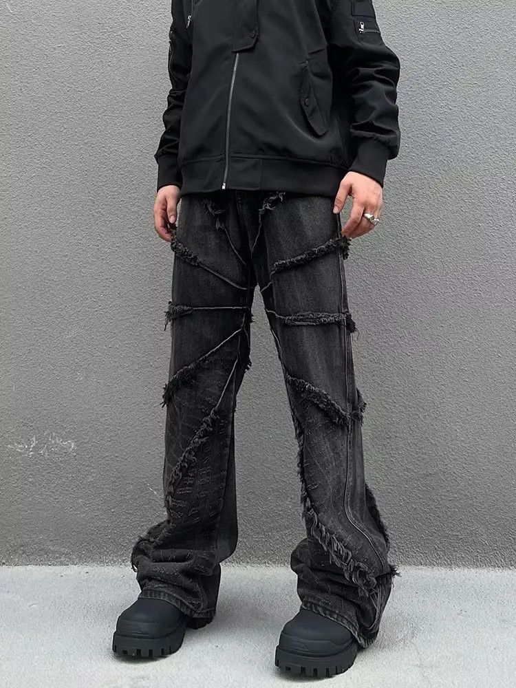 Designer × Japanese Brand Washed Black Baggy Stacked Jeans Size US 33 - 3 Thumbnail