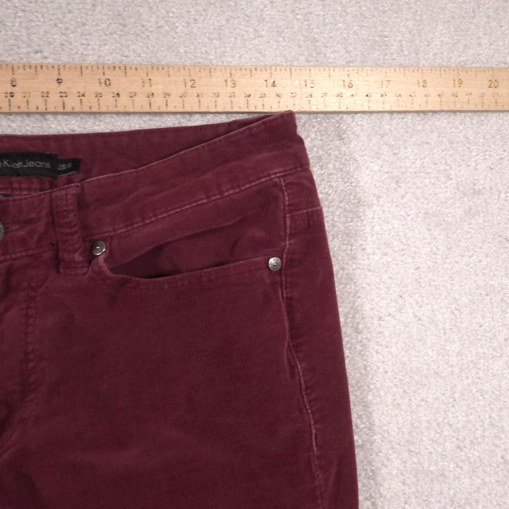 Vintage Calvin Klein Jeans Pants Womens 6 Red Corduroy Ultimate Skinny Jegging Stretch Slim Pocket Logo Button Zip Front Flat Front Casual Fall Womens Size 28" / US 6 / IT 42 - 5 Thumbnail