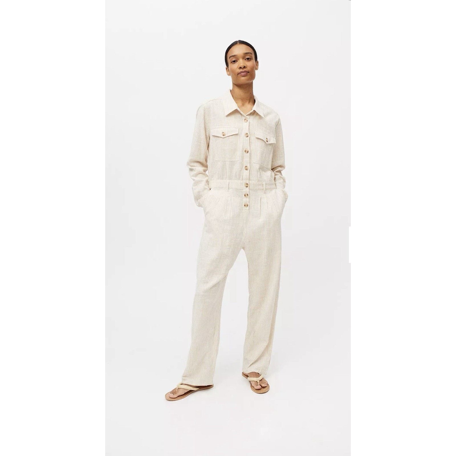 Billabong Billabong Dare Me Coverall Jumpsuit Sz M Seersucker EUC Size 32" / US 10 / IT 46 - 1 Thumbnail