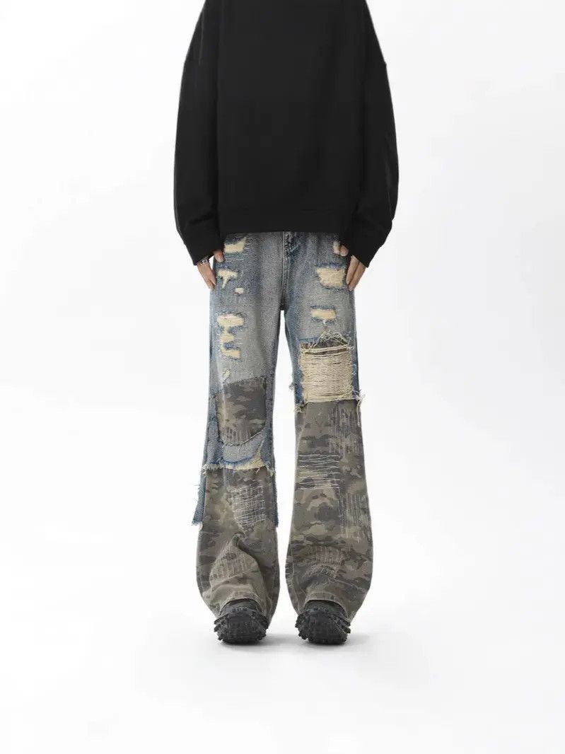 Japanese Brand × Jean Retro loose ripped patchwork jeans Size US 32 / EU 48 - 5 Thumbnail