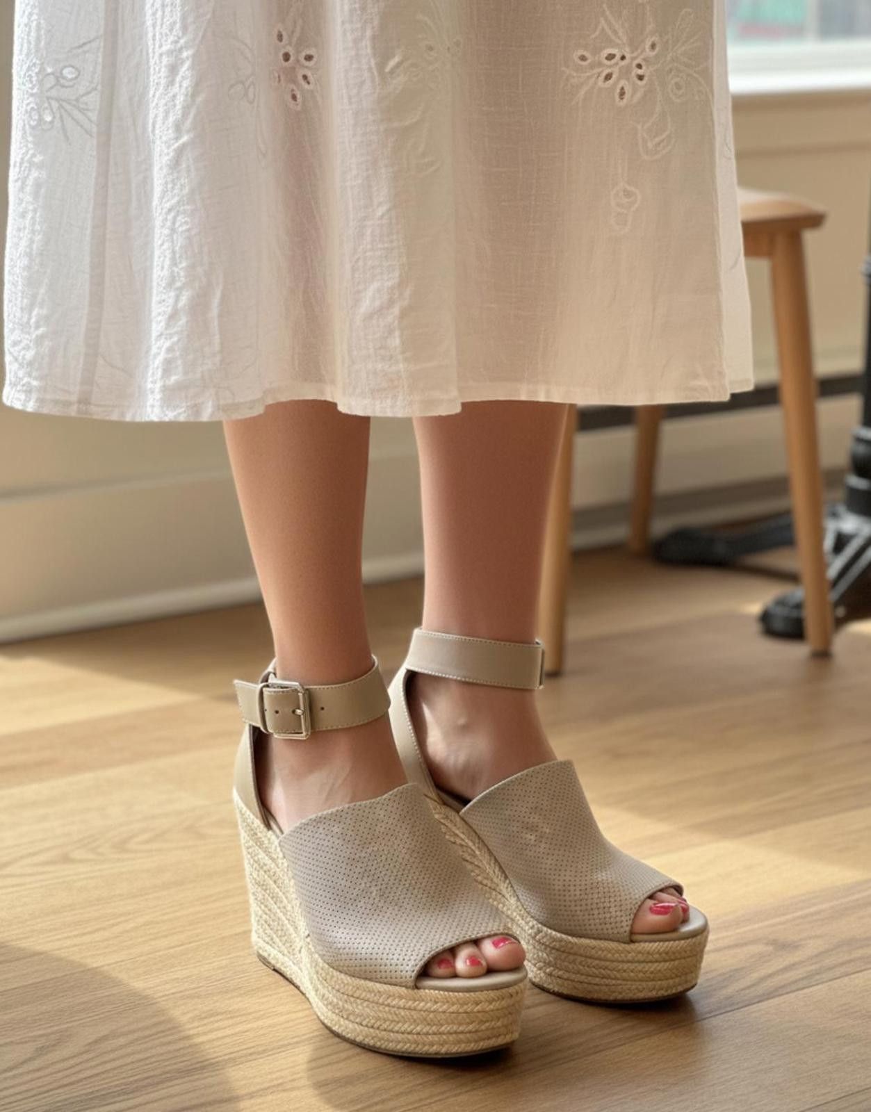 Other Indigo Rd. Beige Espadrille Wedge Sandals with Ankle Strap 9 Size US 9 / IT 39 - 1 Thumbnail