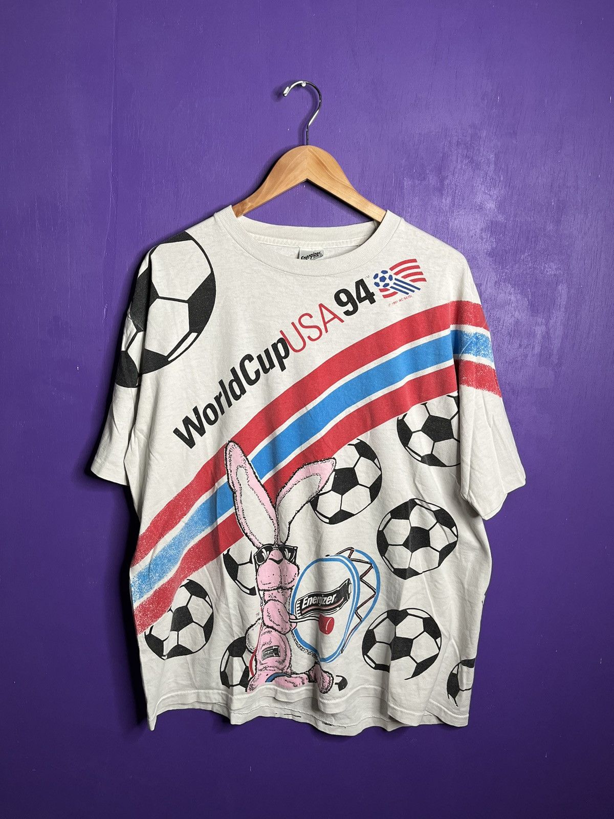 image of Fifa World Cup x Made In USA Vintage 1994 Energizer Bunny World Cup Usa Aop T-Shirt in White (Size 