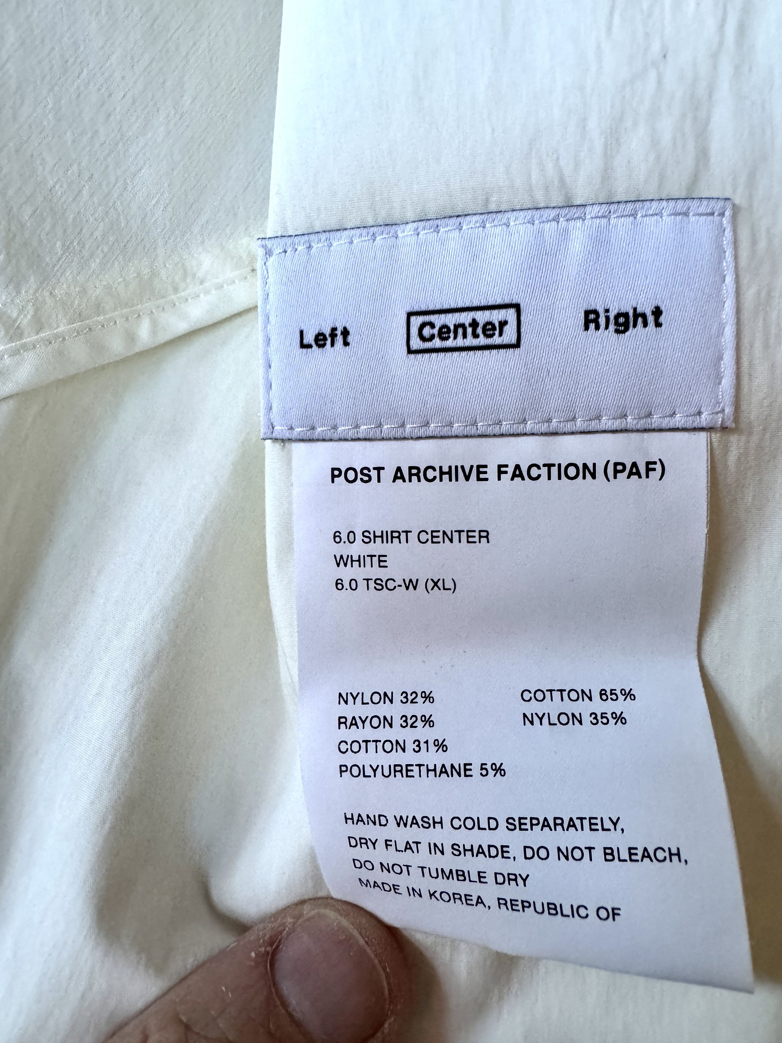 POST ARCHIVE FACTION (PAF) Post Archive Faction PAF 6.0 Shirt Center Off White XL Size US XL / EU 56 / 4 - 19 Thumbnail